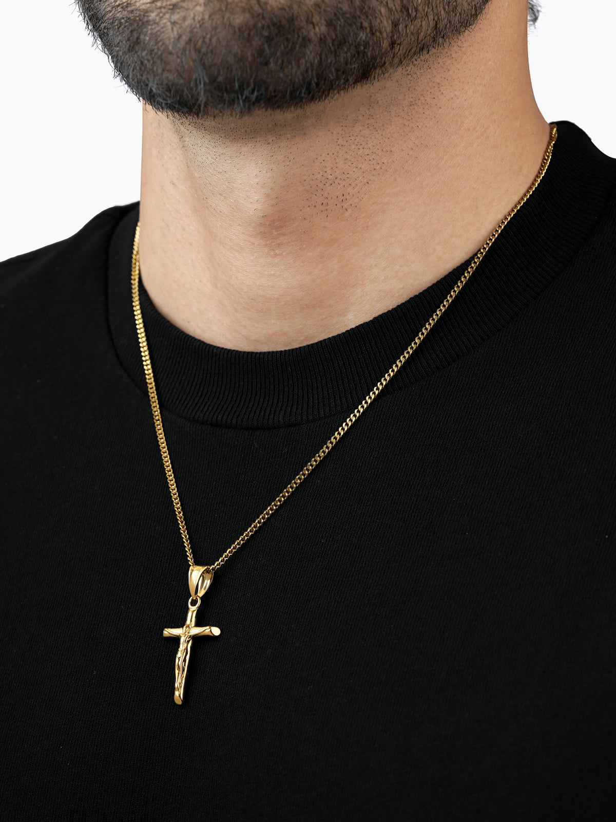 Lucien Crucifix 18K Gold Plated Men's Chain Pendant