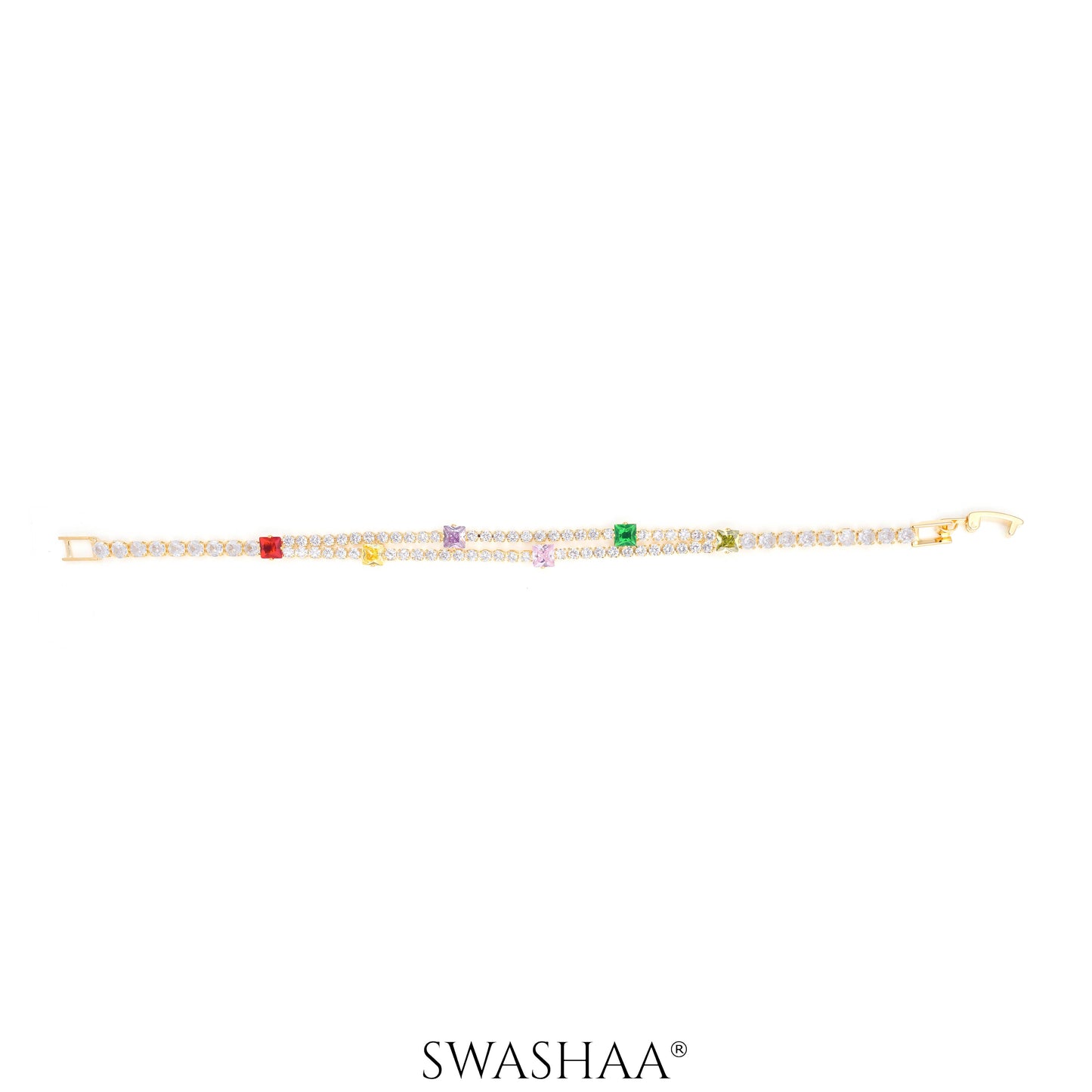Lucy Multi Coloured Square-cut Layered Tennis Bracelet