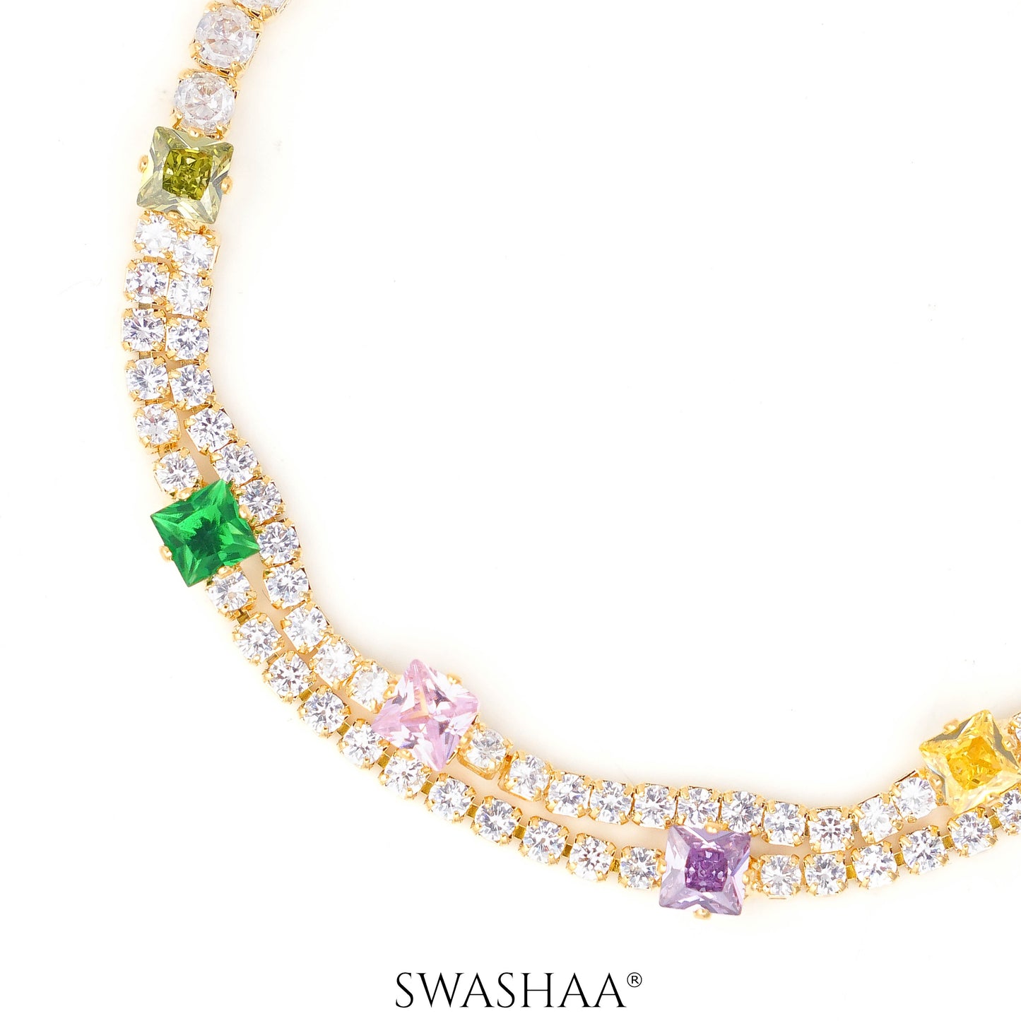 Lucy Multi Coloured Square-cut Layered Tennis Bracelet