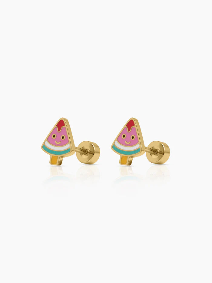 Luma Watermelon Charm 18K Gold Plated Kid's Stud Earrings