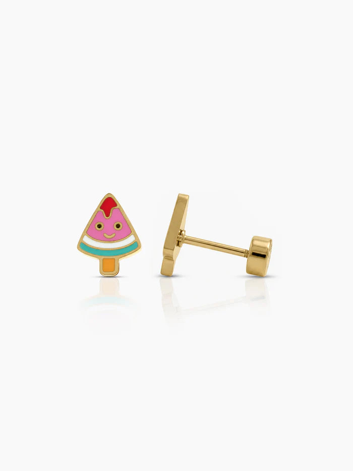 Luma Watermelon Charm 18K Gold Plated Kid's Stud Earrings