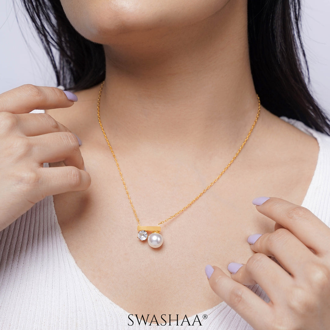 Luminous Pearl 18K Gold Plated Necklace