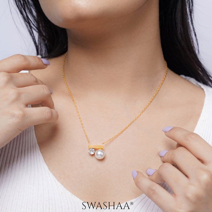 Luminous Pearl 18K Gold Plated Necklace