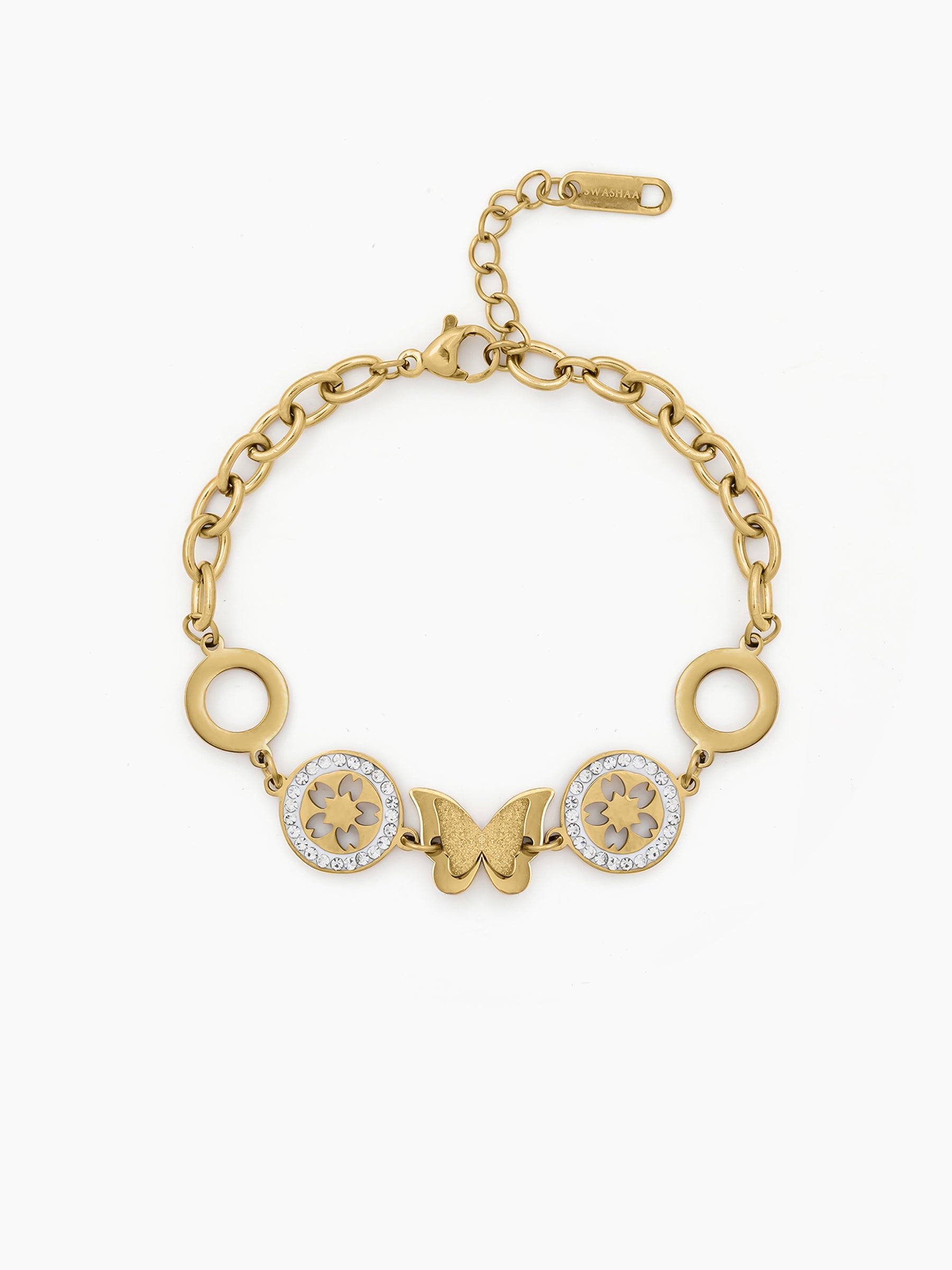 Lumira Butterfly Diamond 18K Gold Plated Charms Women's Loose Chain Bracelet