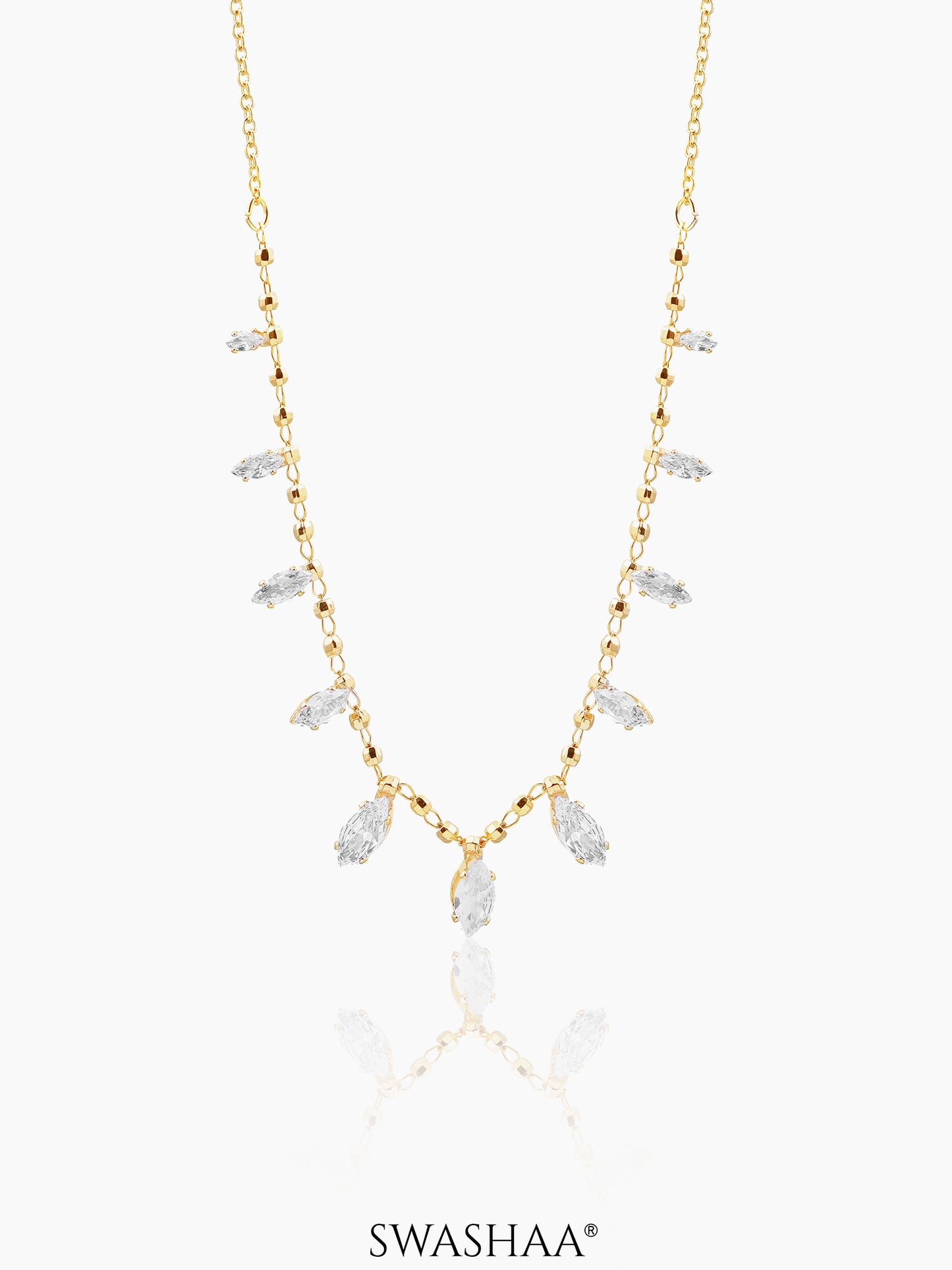 Lunara Marquise Drizzle Drop Charms 18K Gold Plated Choker Necklace
