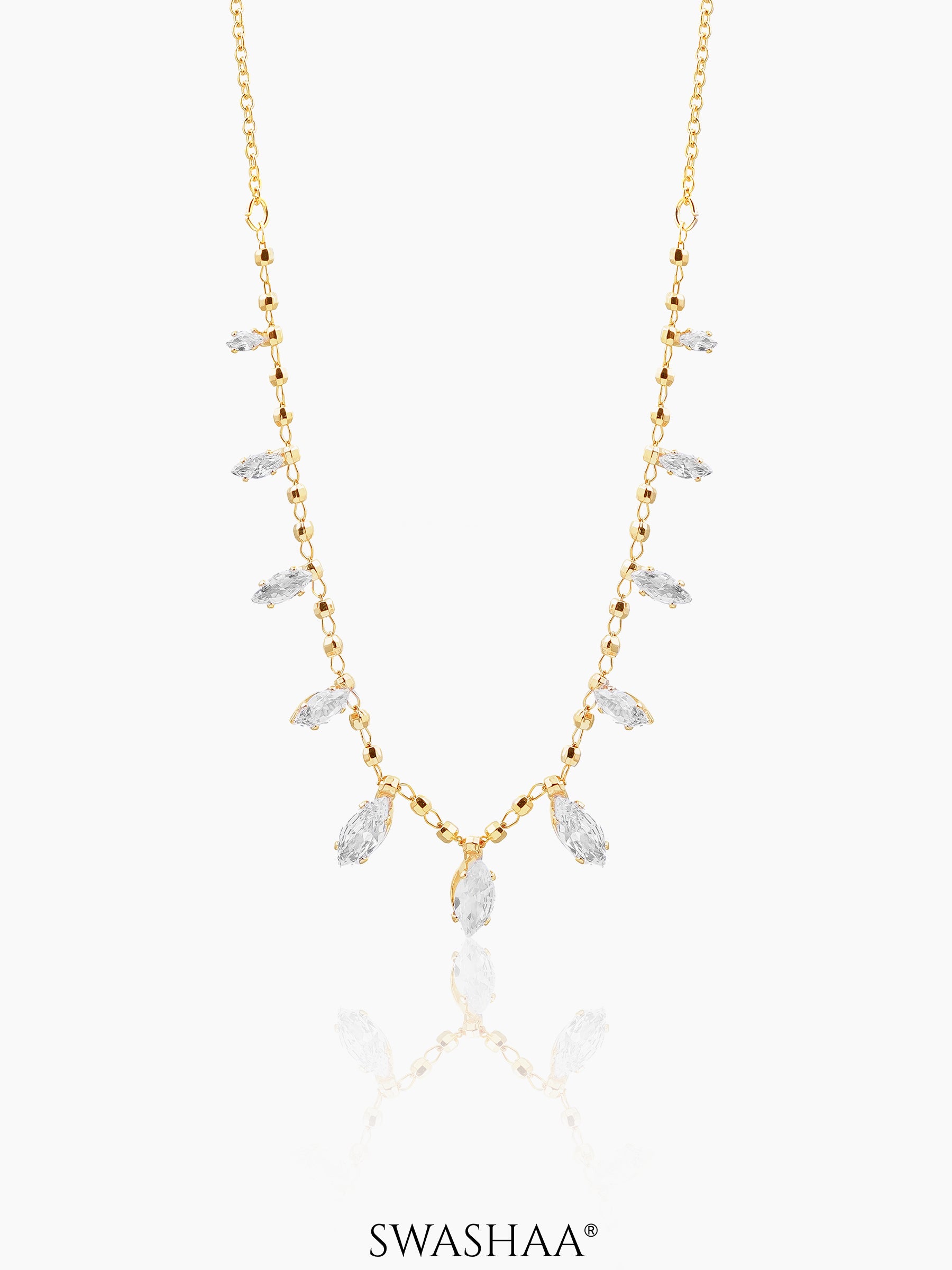 Lunara Marquise Drizzle Drop Charm 18K Gold Plated Choker