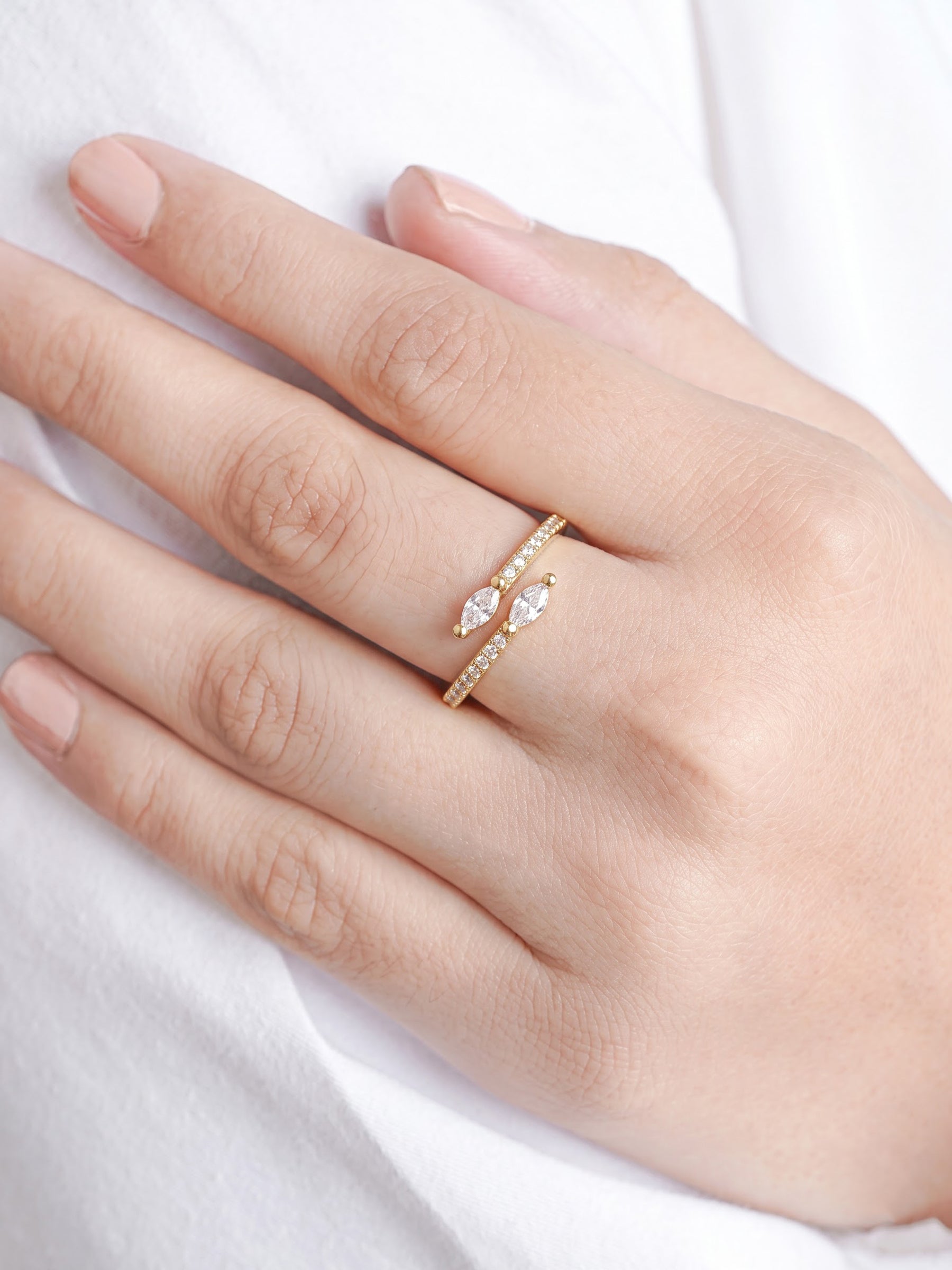 Lunessa Marquise Diamond 18K Gold Plated Women's Ring - Swashaa