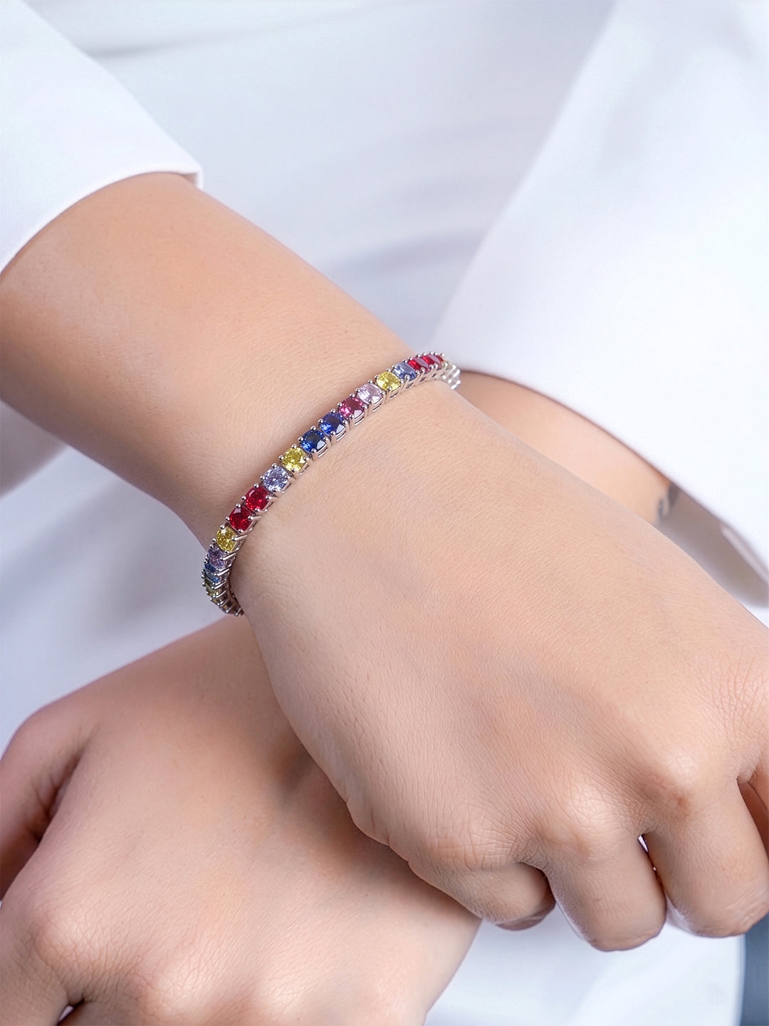 Lunira Multi Silver Diamond Women's Tennis Loose Bracelet
