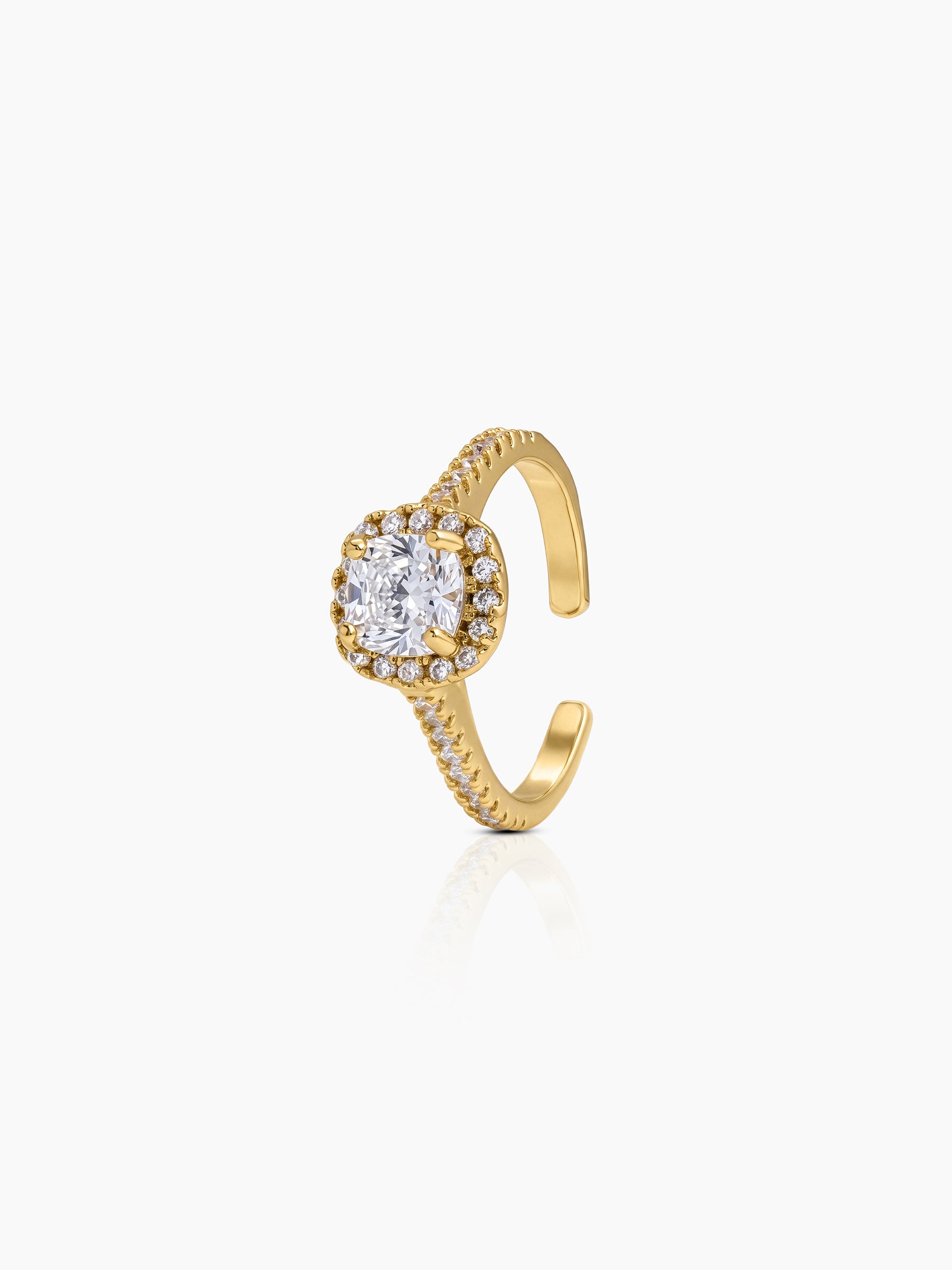 Lureza Solitaire Halo 18K Gold Plated Women's Ring - Swashaa