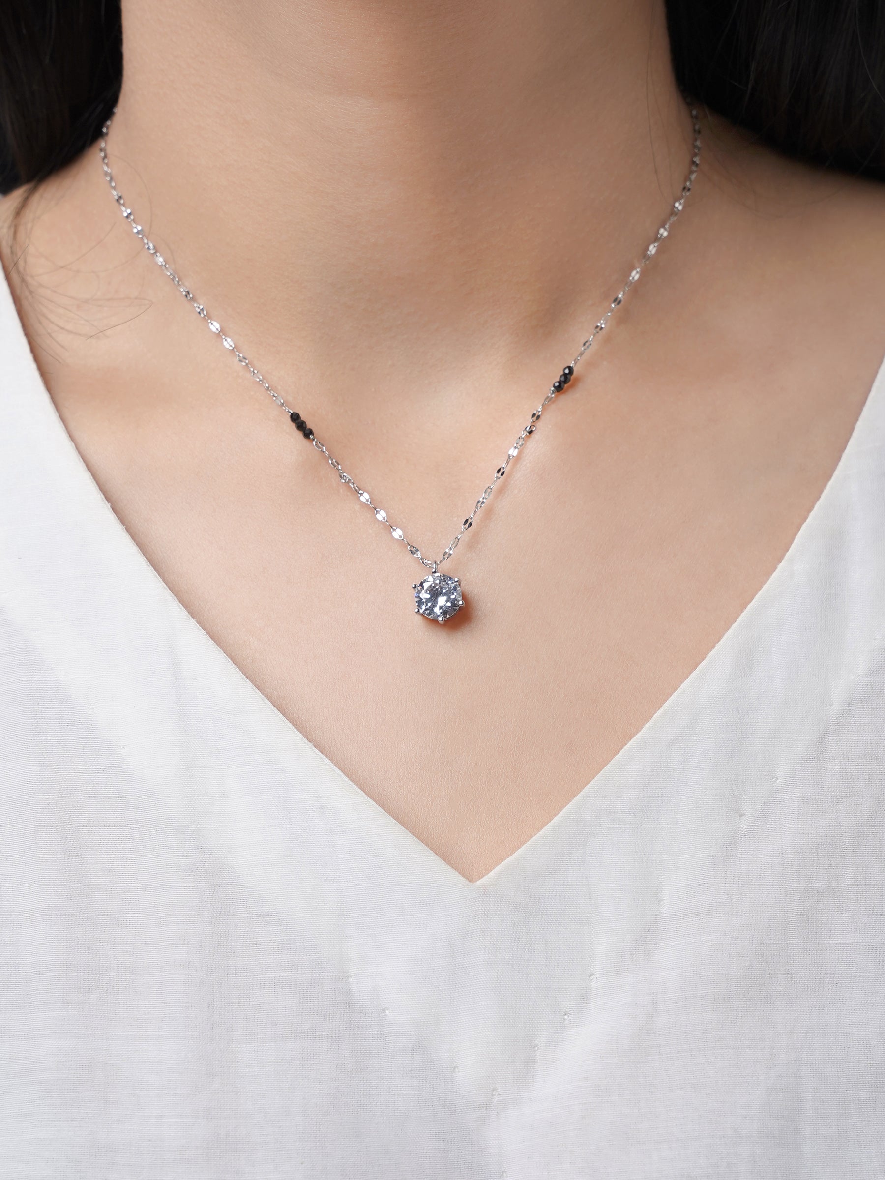 Madan Diamond Solitaire Silver Mangalsutra