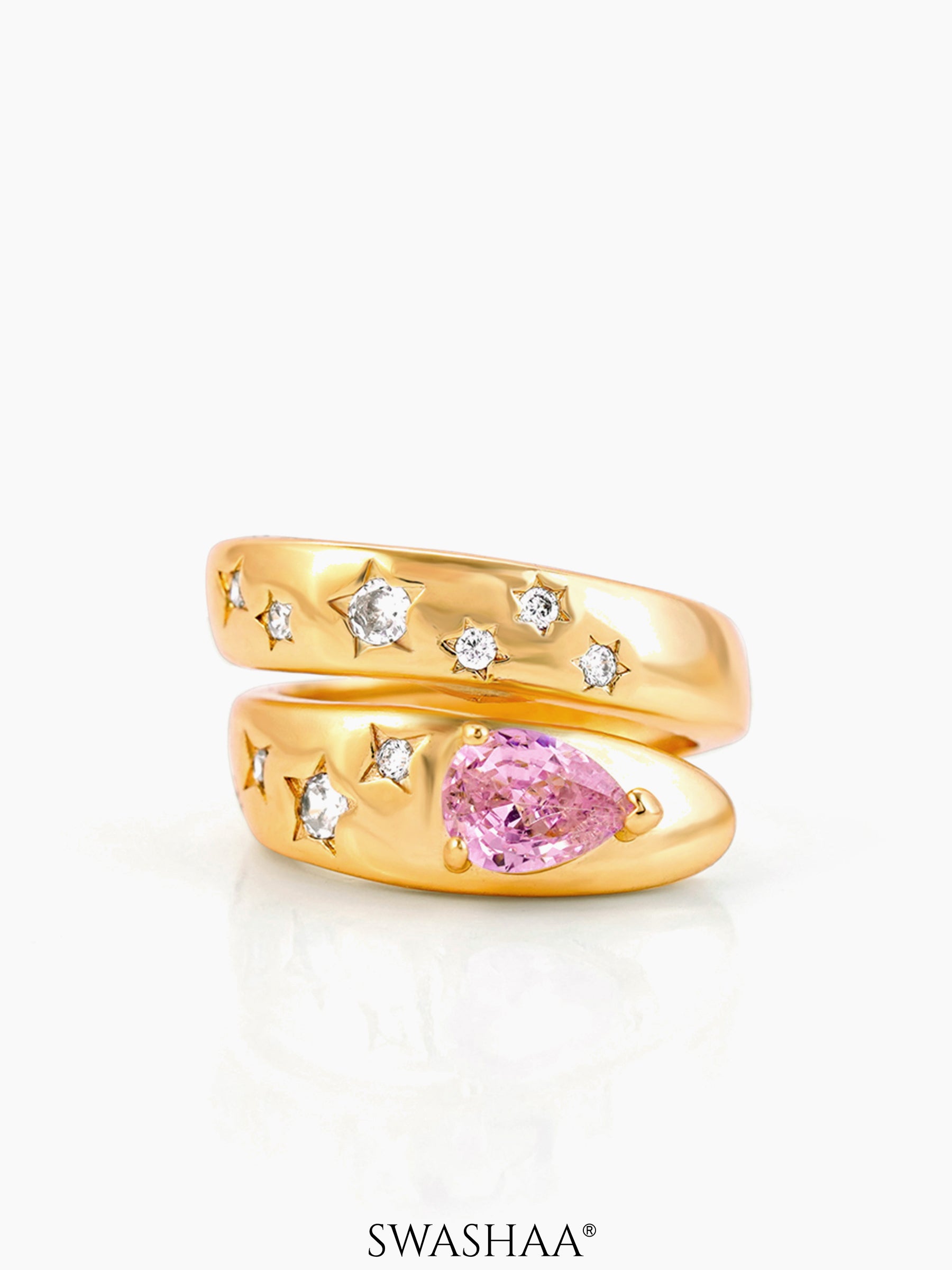 Madisson Star Studded Delicate Crystals 18K Gold Plated Ring