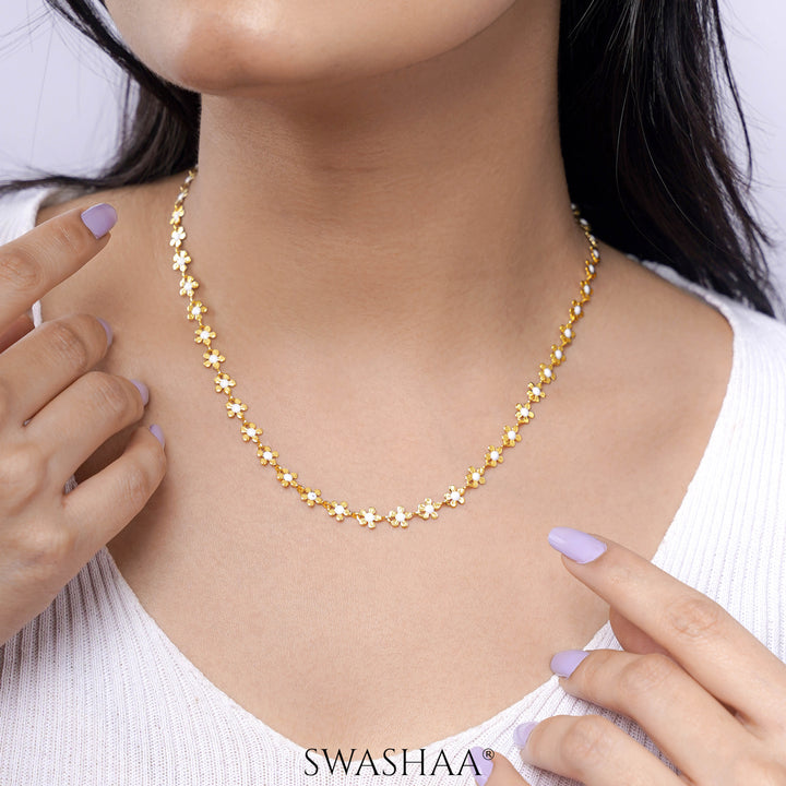 Madona White 14K Gold Plated Necklace