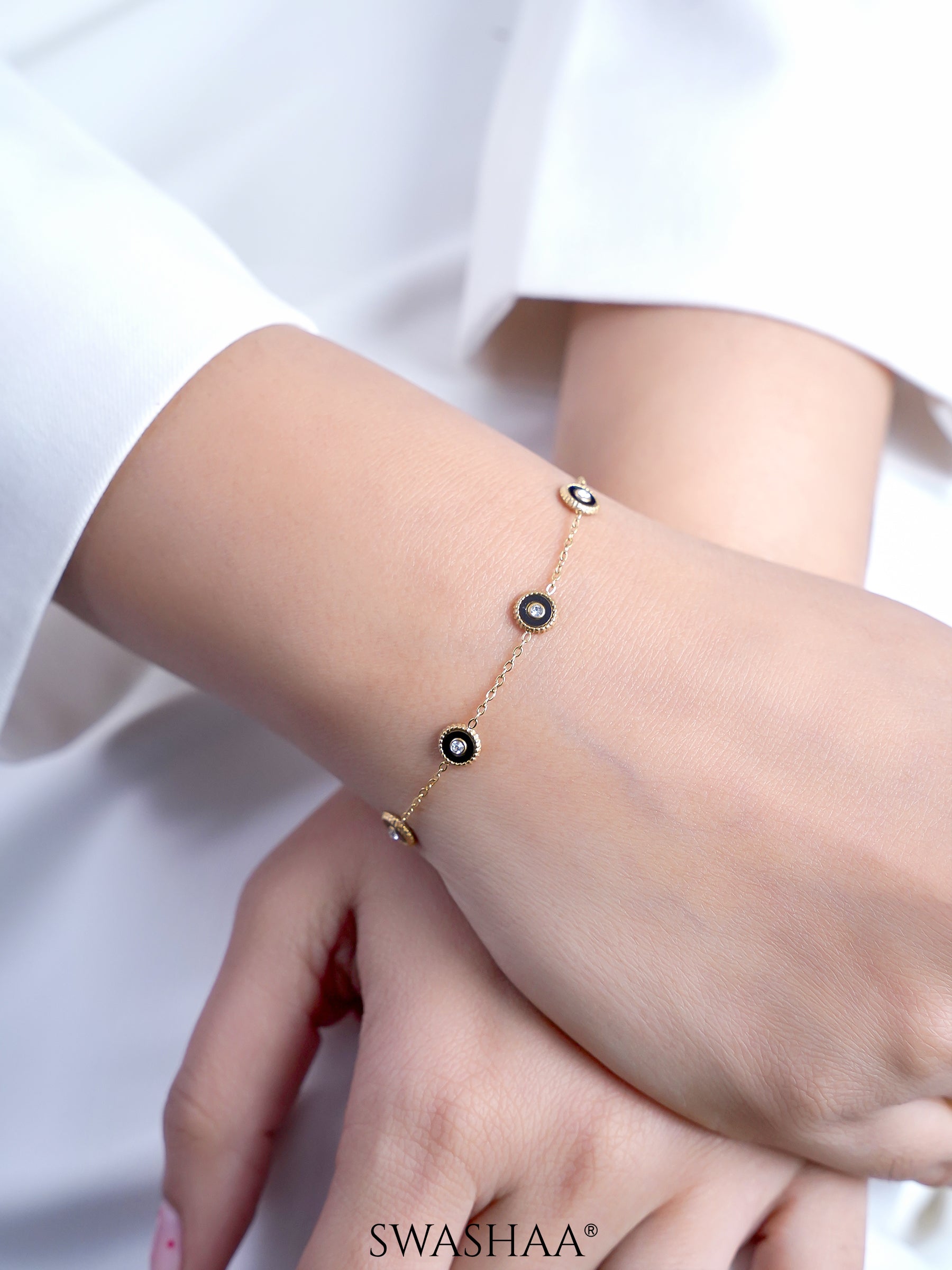 Maelis Black Circles Charms Loose Chain Bracelet