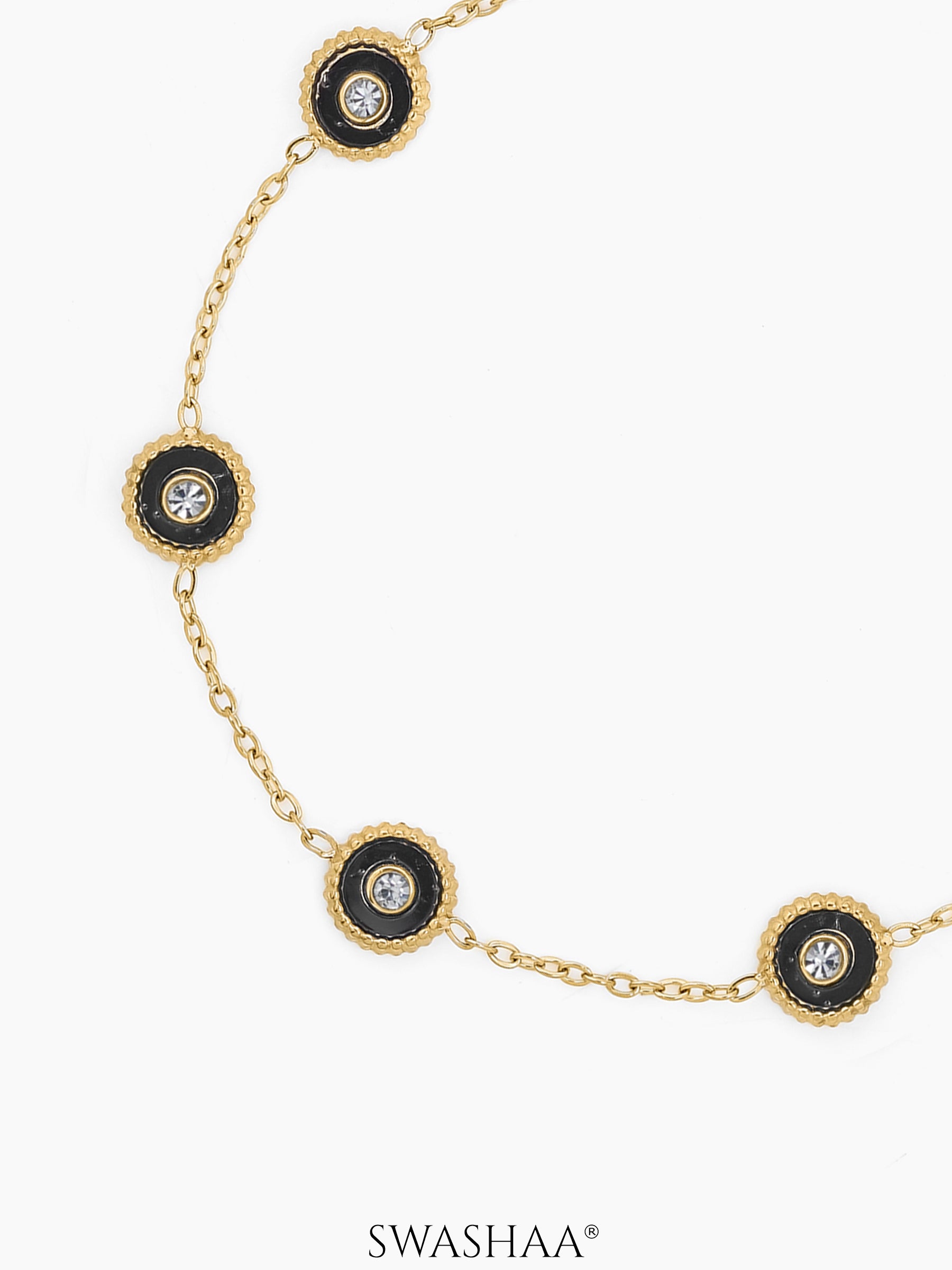 Maelis Black Circles Charms Loose Chain Bracelet