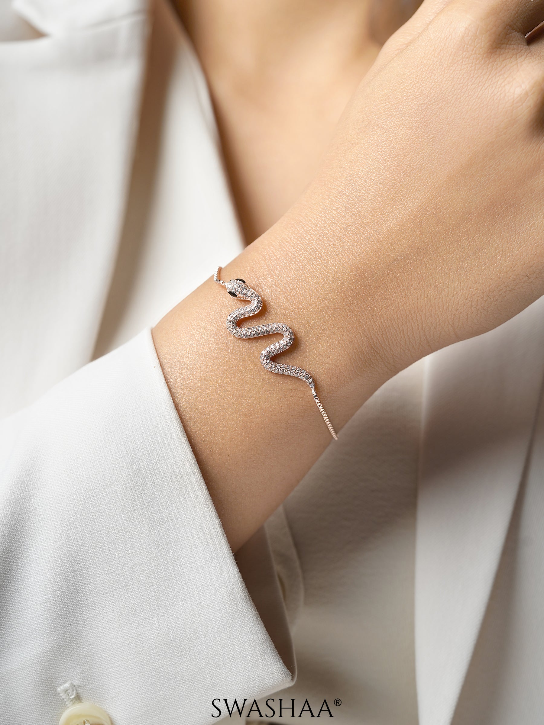 Mahsa Snake Charm Rosegold Plated Bracelet