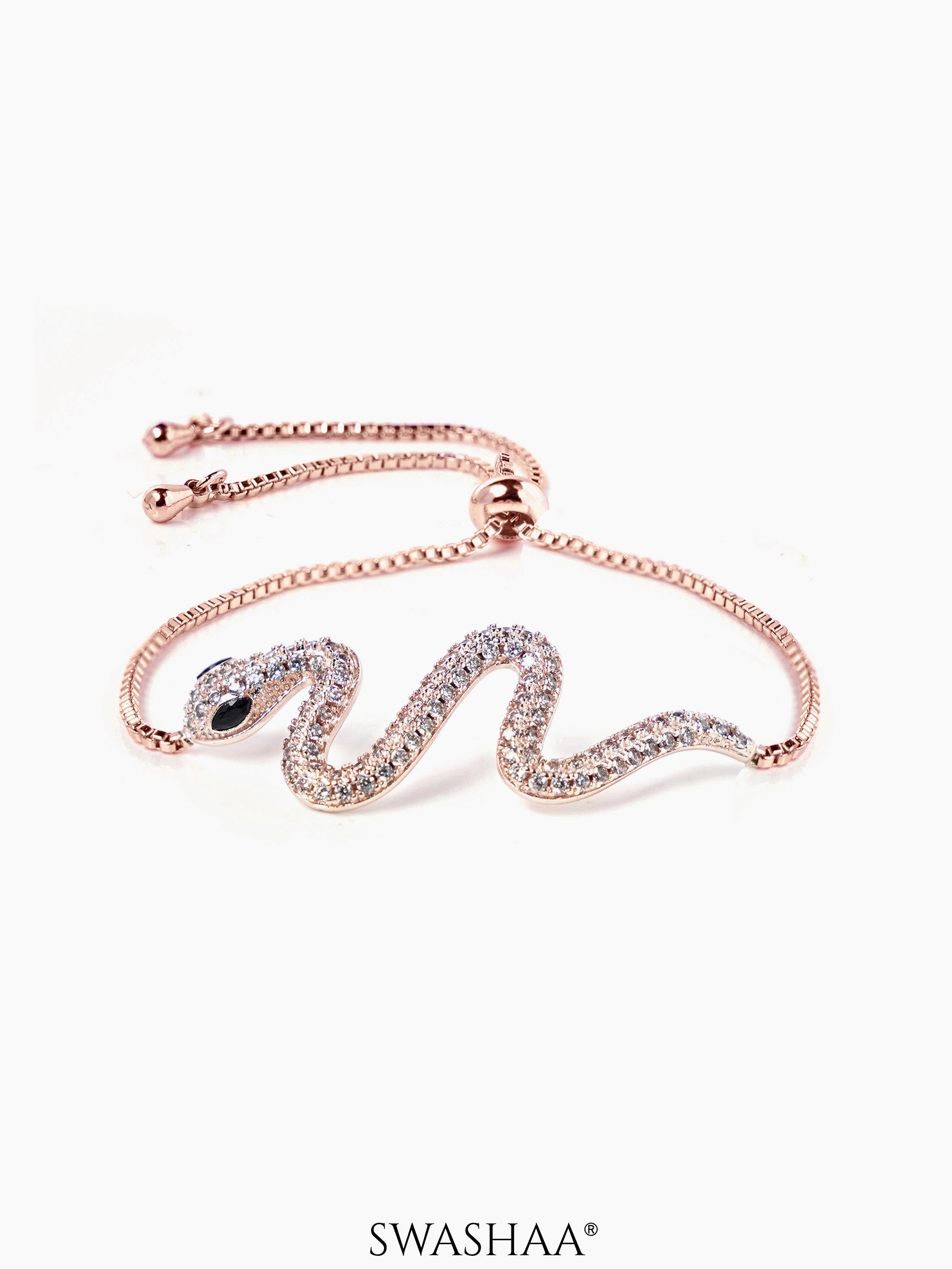 Mahsa Snake Rosegold Plated Bracelet – Swashaa - Main Image