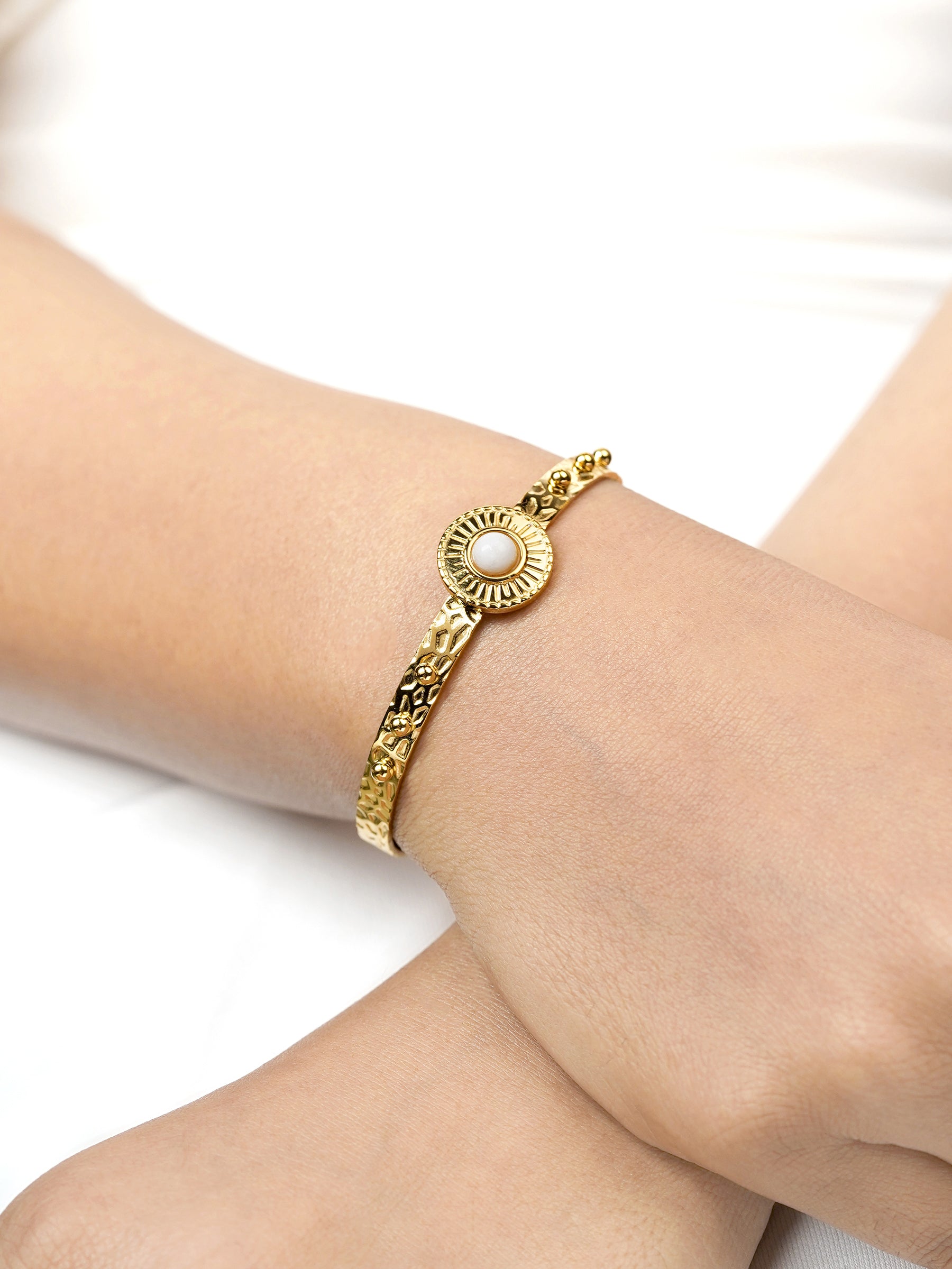 Manaha White Pearl 18K Gold Plated Cuff Bracelet