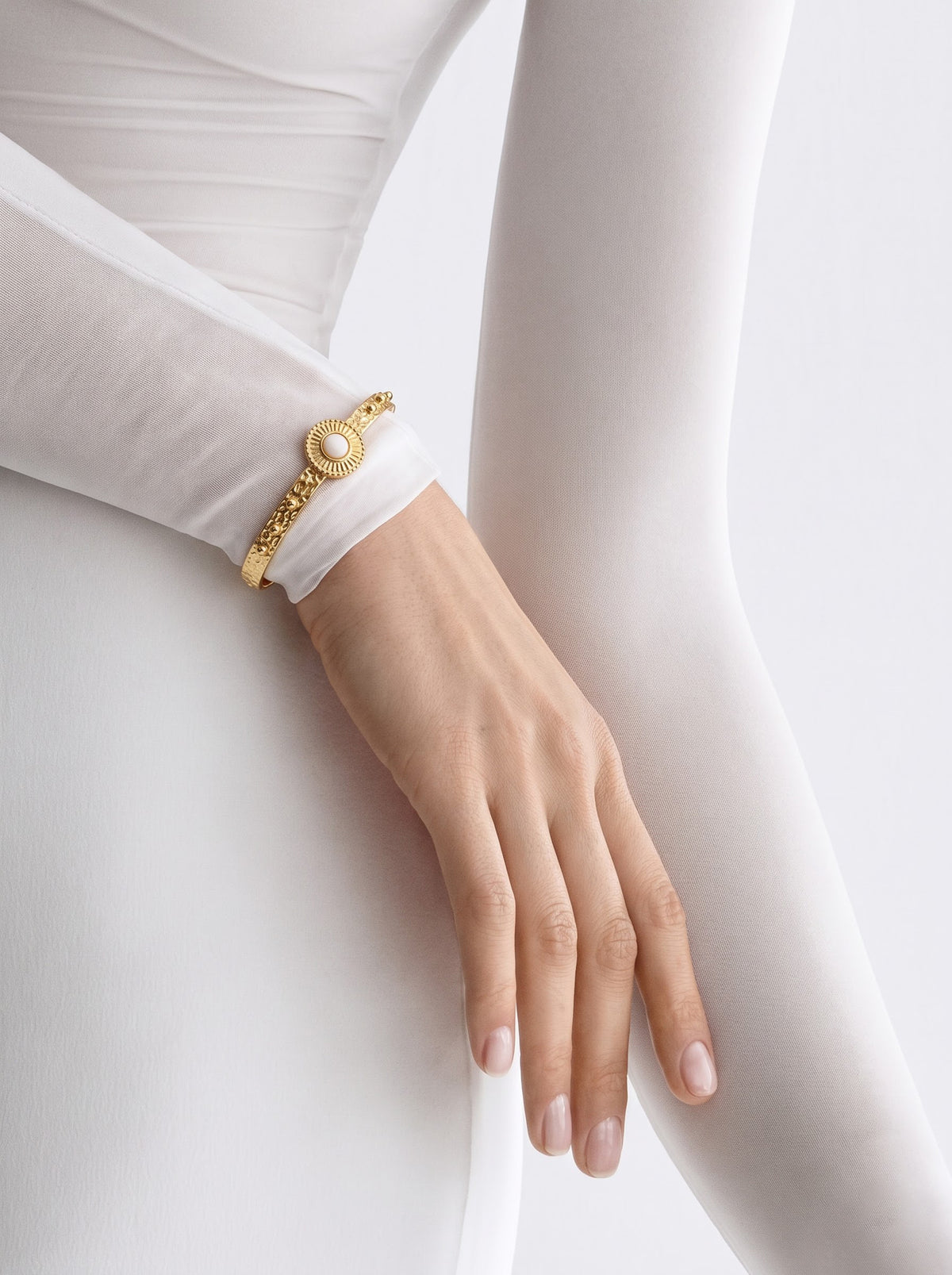 Manaha White Pearl 18K Gold Plated Cuff Bracelet