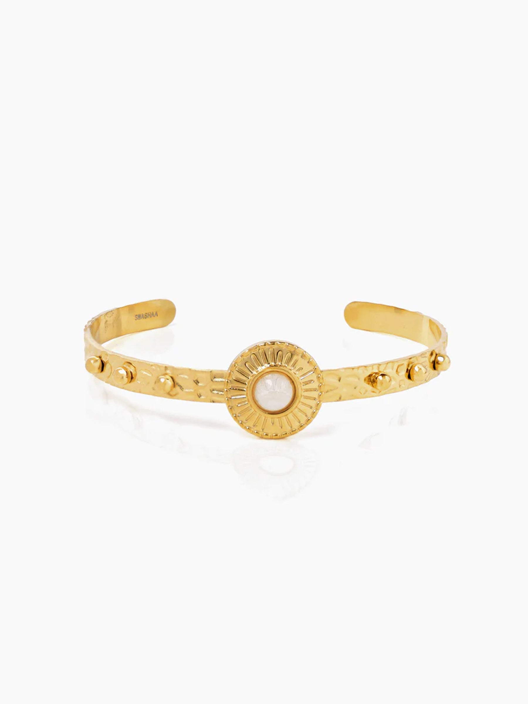 Manaha White Pearl 18K Gold Plated Cuff Bracelet