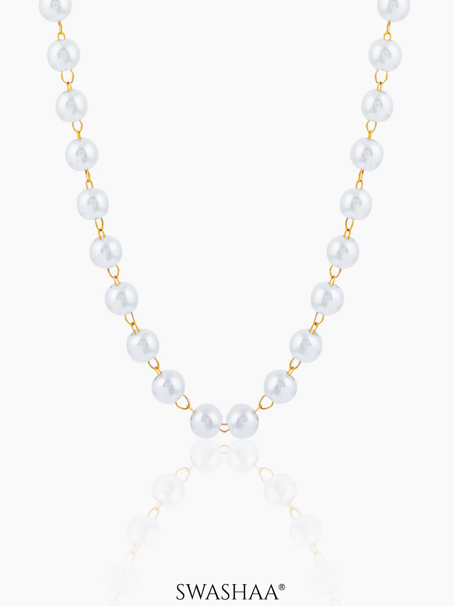 Manarch White Pearls 18K Gold Plated Men's Necklace Chain