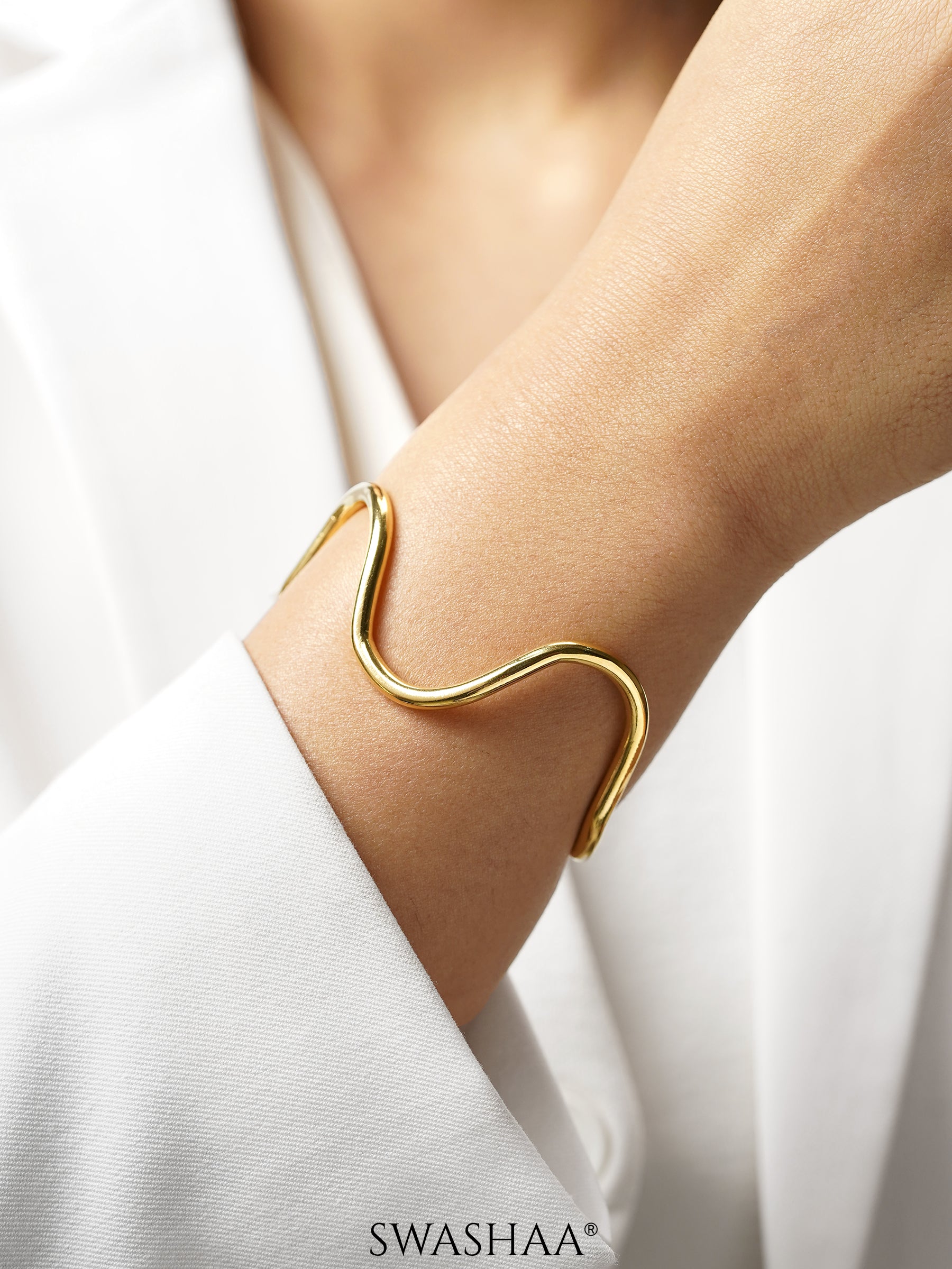 Marcella 18K Gold Plated Cuff Kada Bracelet