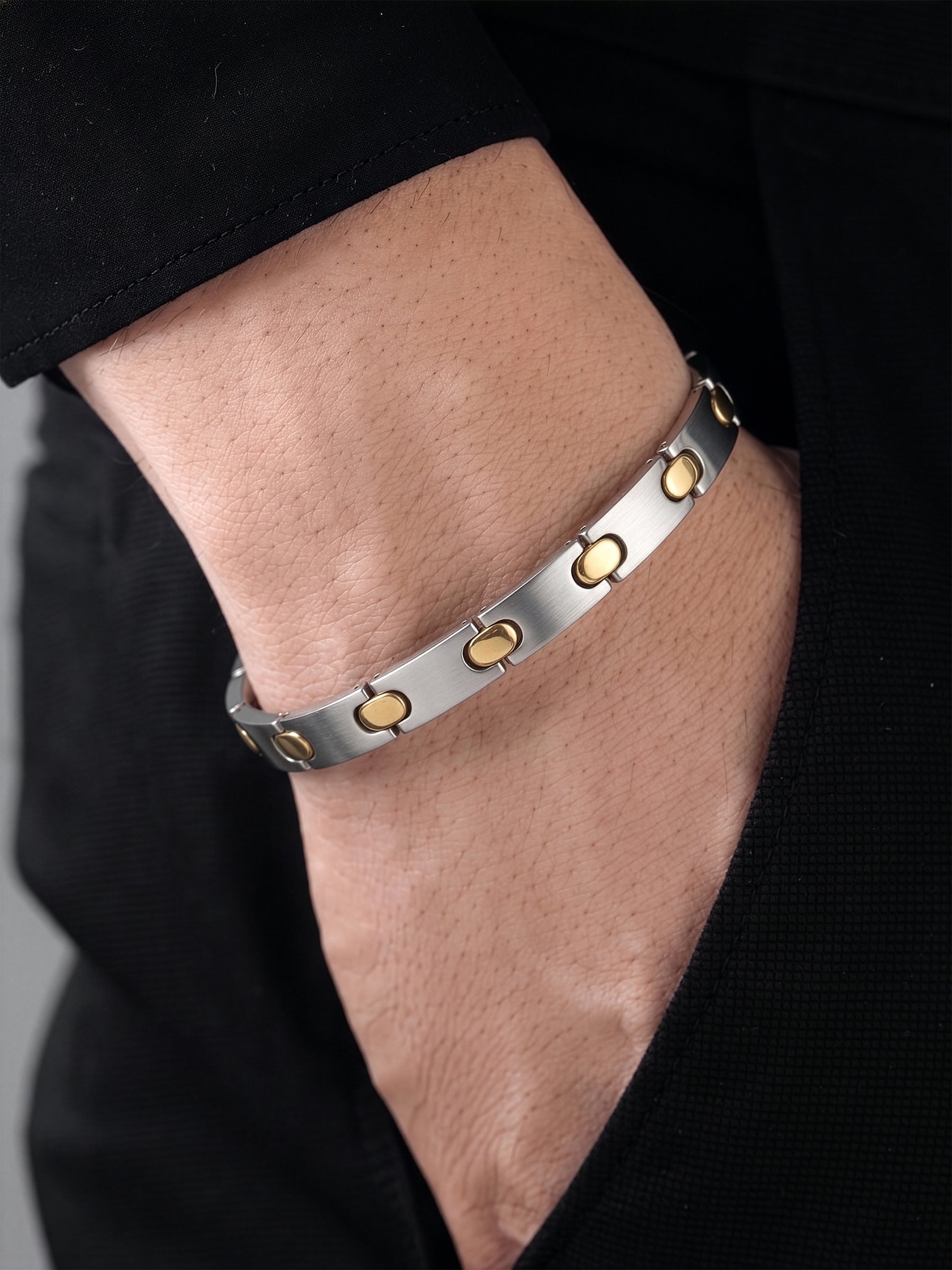 Marek Link Silver - 18K Gold Plated Men's Bracelet - Swashaa