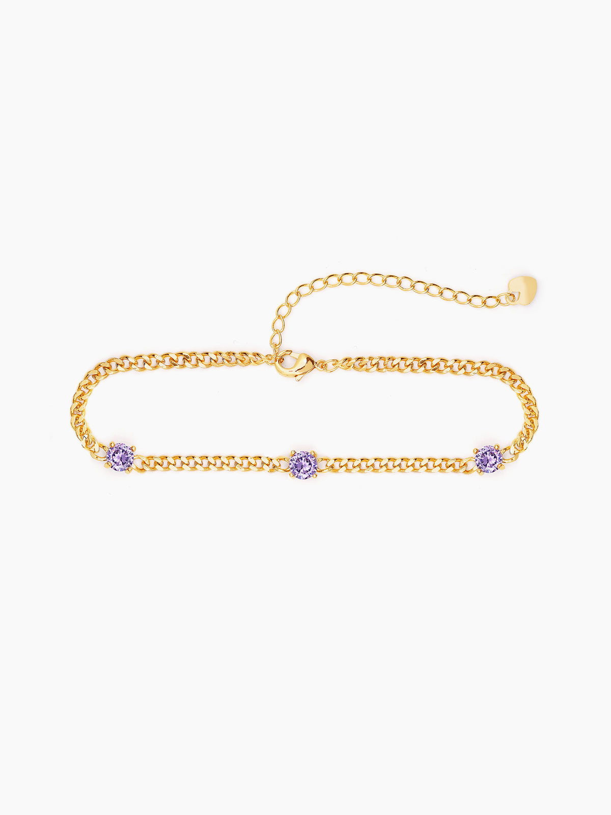 Margaret Purple Stone 18K Gold Plated Loose Chain Bracelet