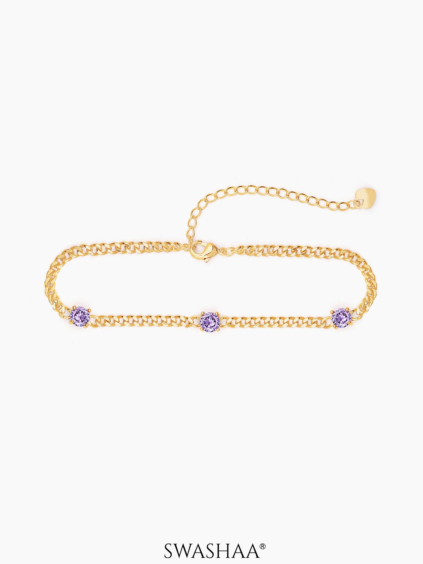 Margaret Purple Stone 18K Gold Plated Loose Chain Bracelet