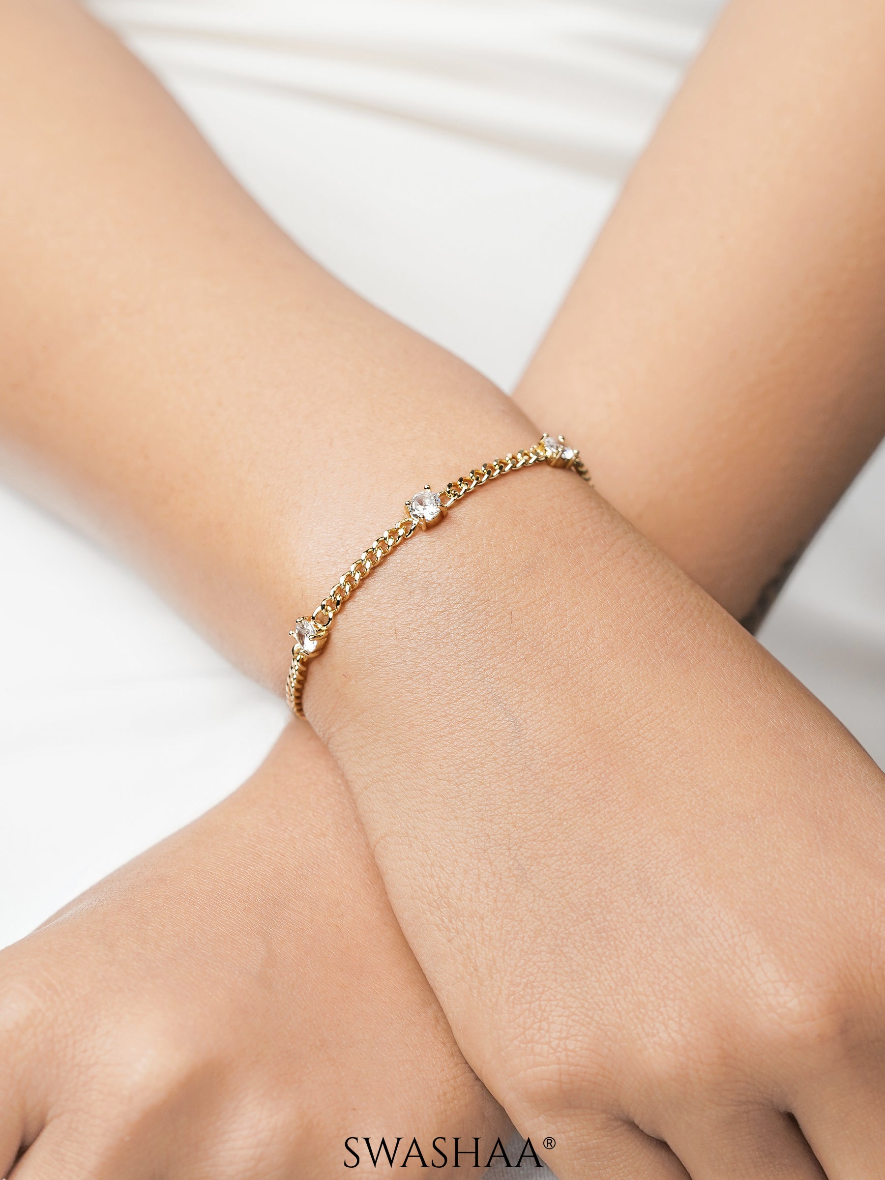 Margaret pink Stone 18K Gold Plated Loose Chain Bracelet