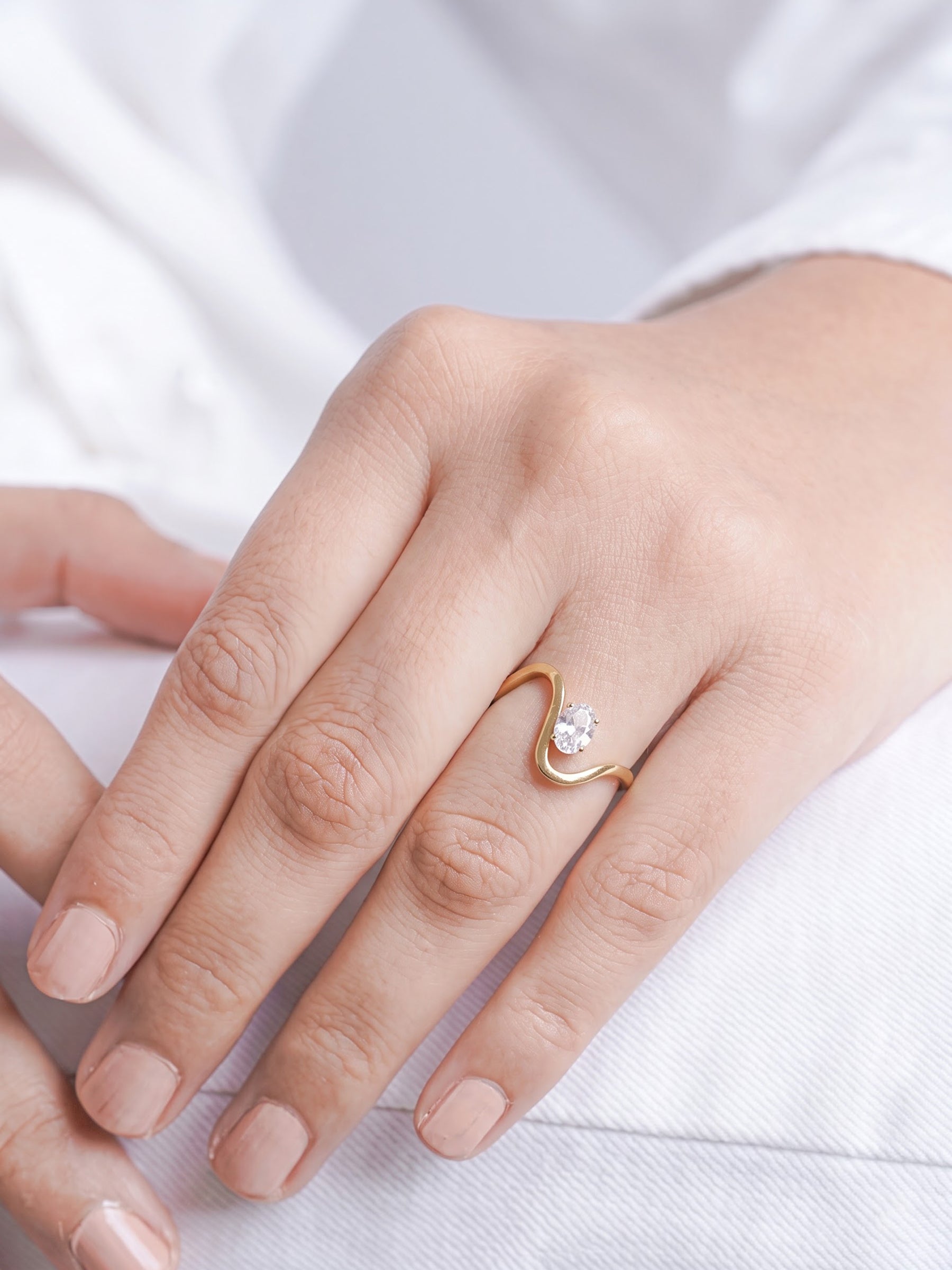 Margot Solitaire Diamond 18K Gold Plated Women's Ring