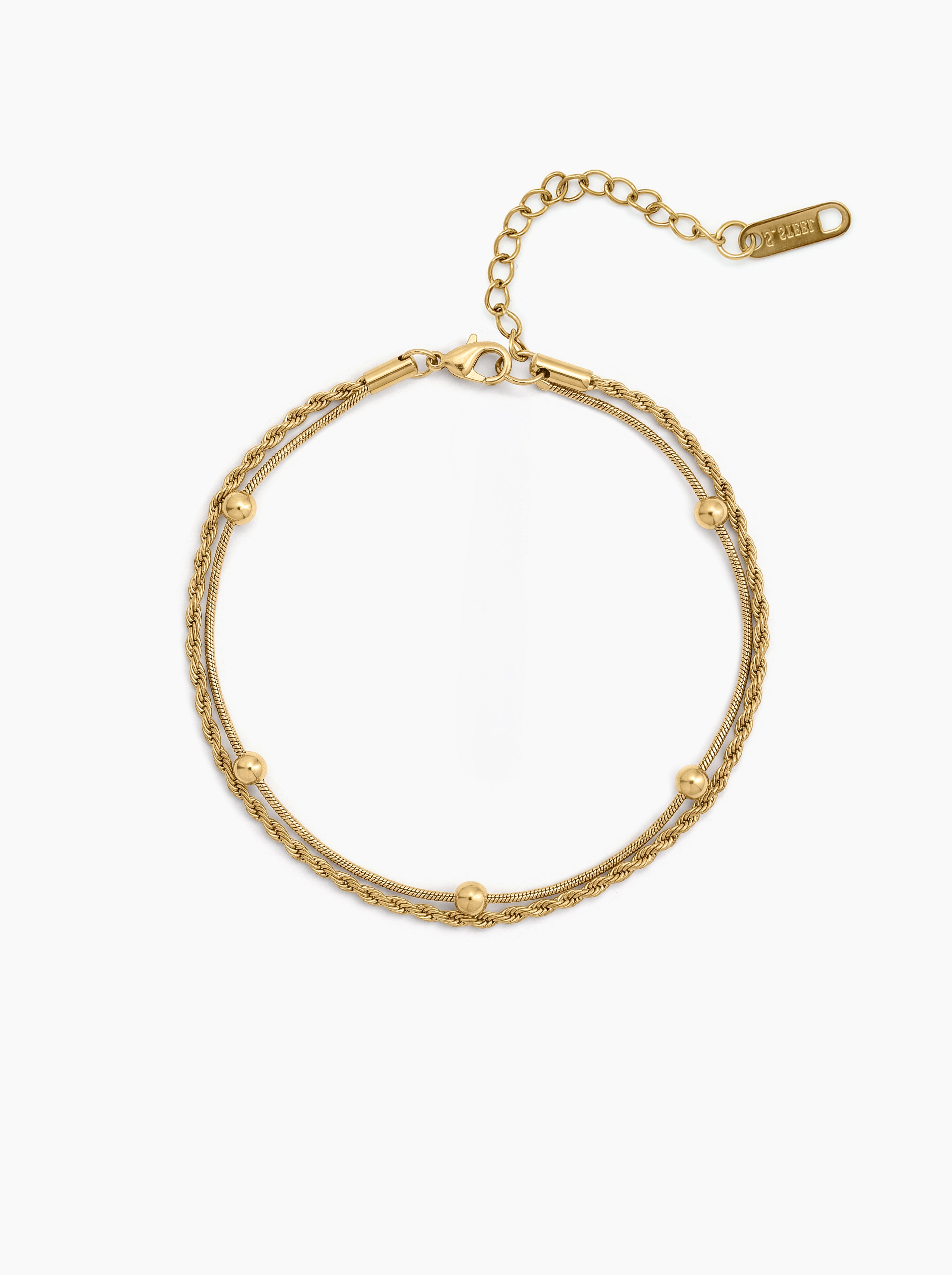 Marisol Rope Round Layered Chain 18K Gold Plated Women's Anklet