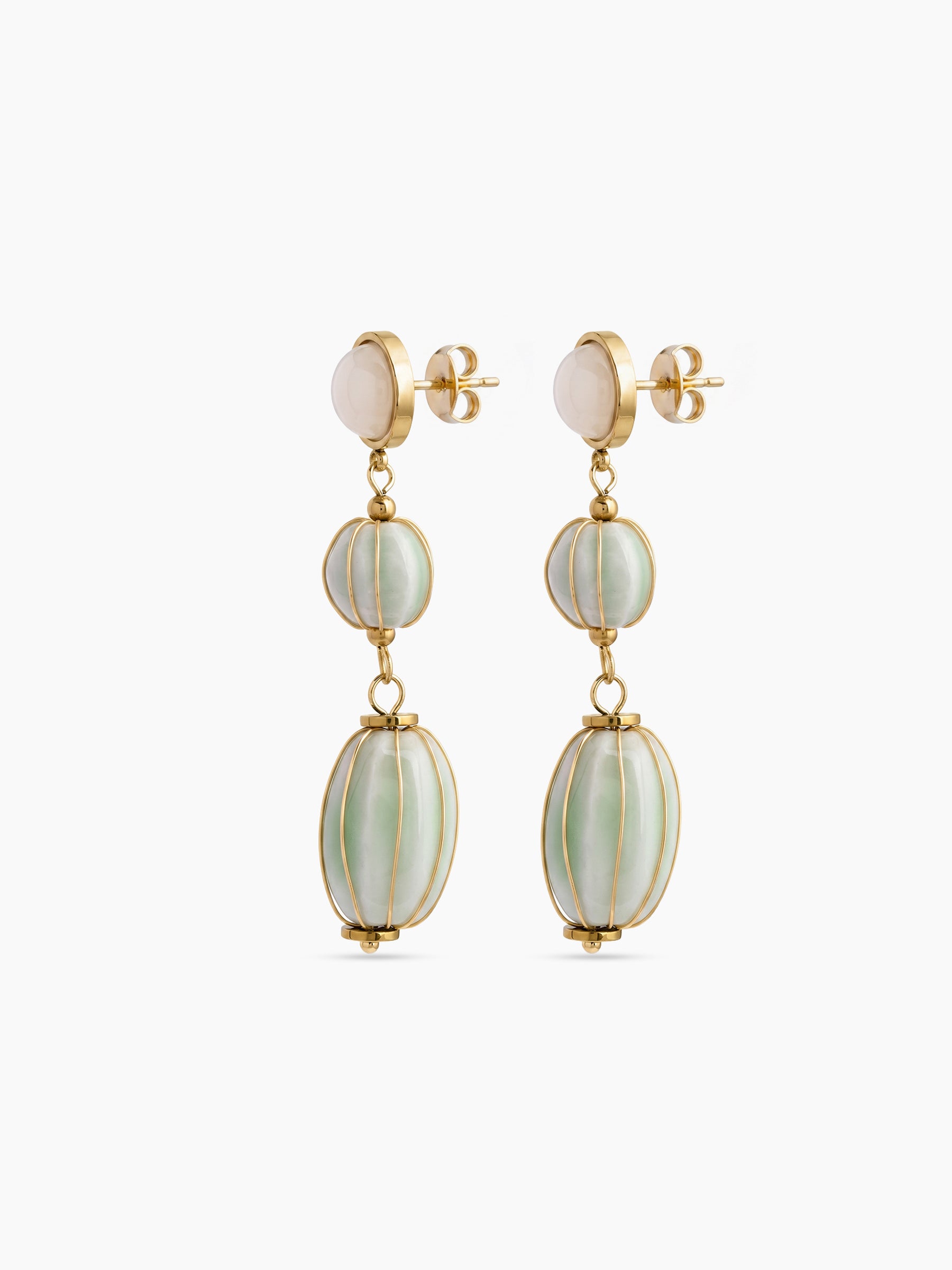Mariza Beaded 18K Gold Plated Women's Stud Earrings