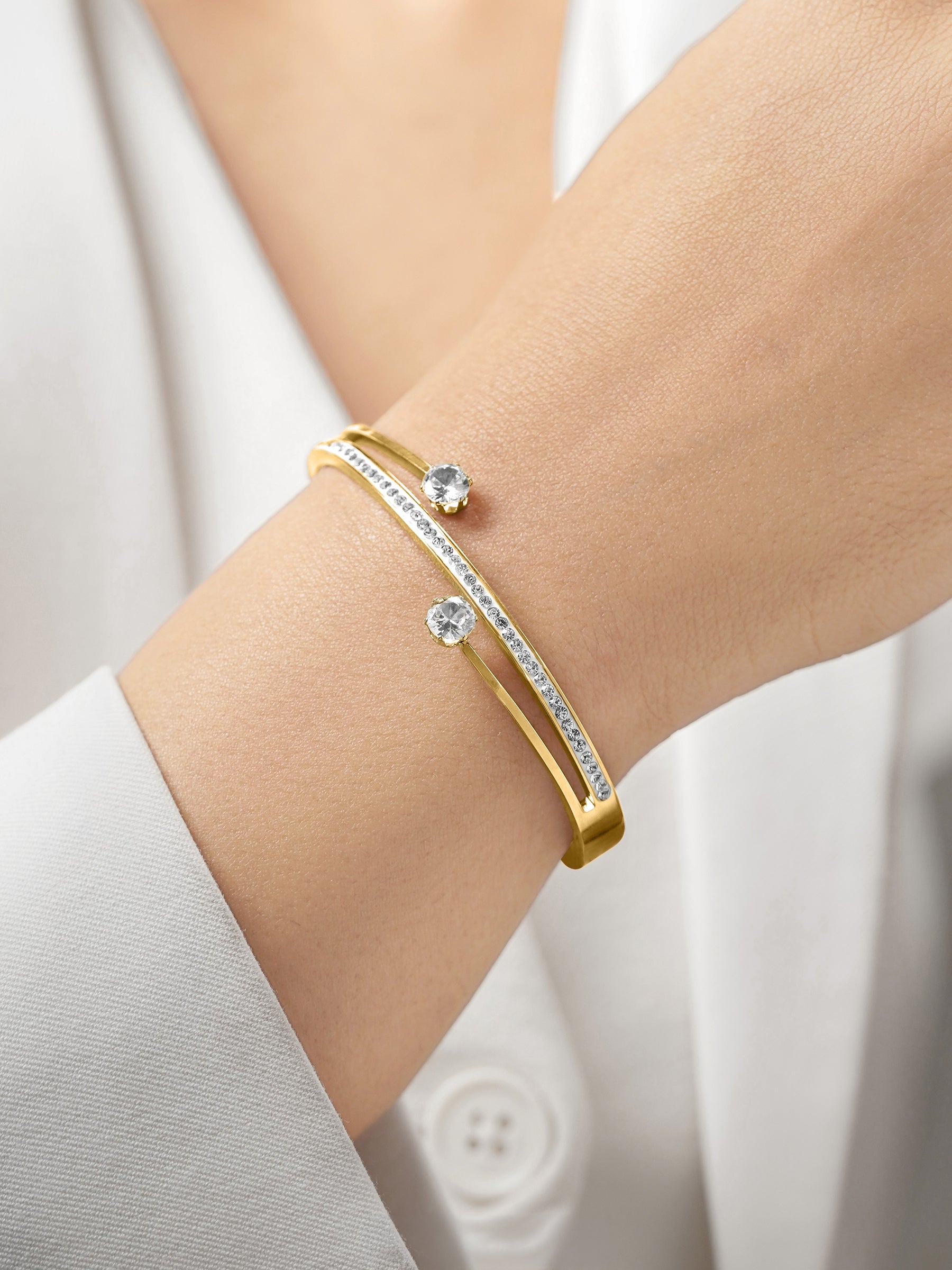 Marka Diamond Solitaire 18K Gold Plated Bracelet