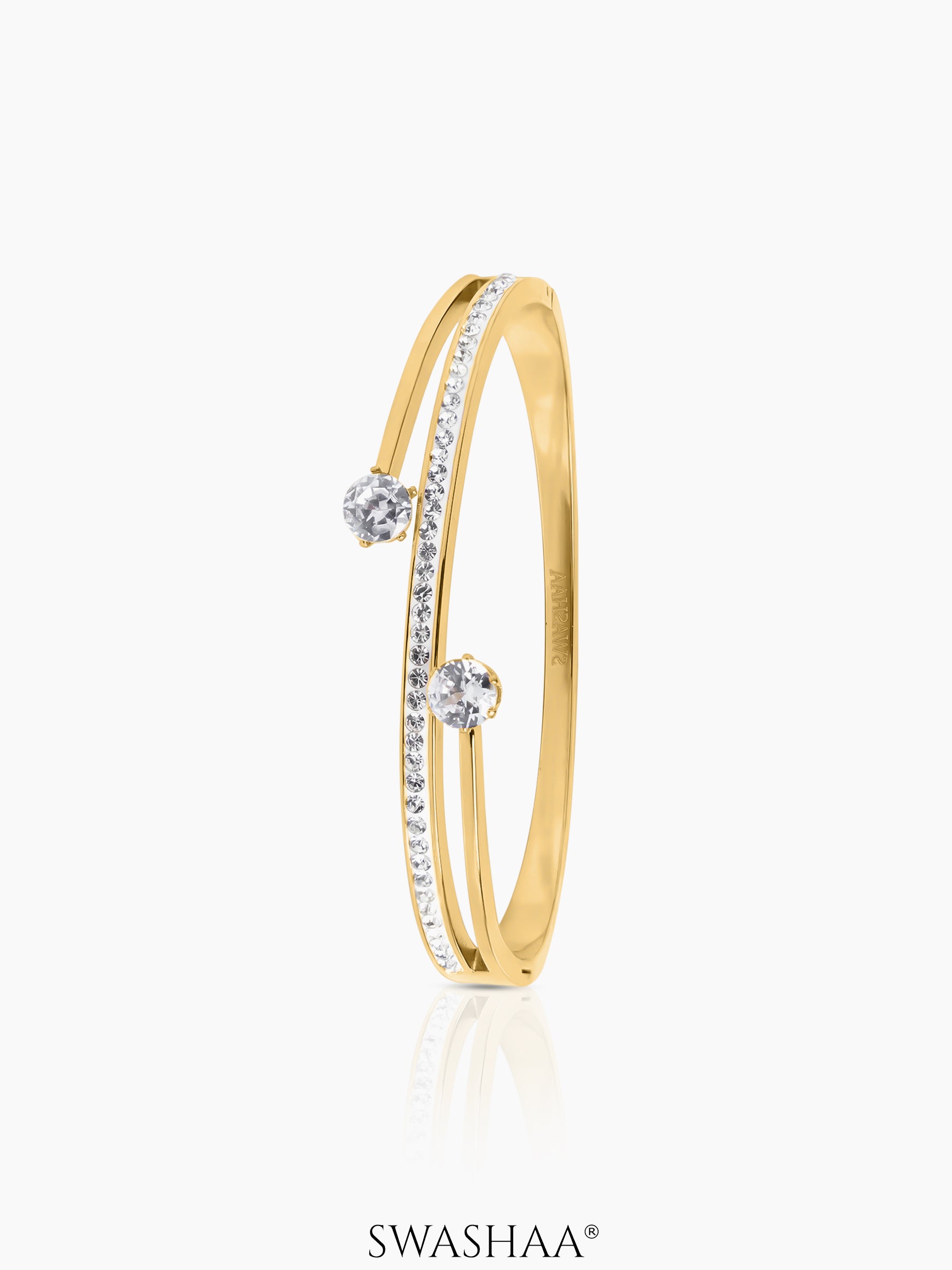 Marka Diamond Solitaire 18K Gold Plated Bracelet