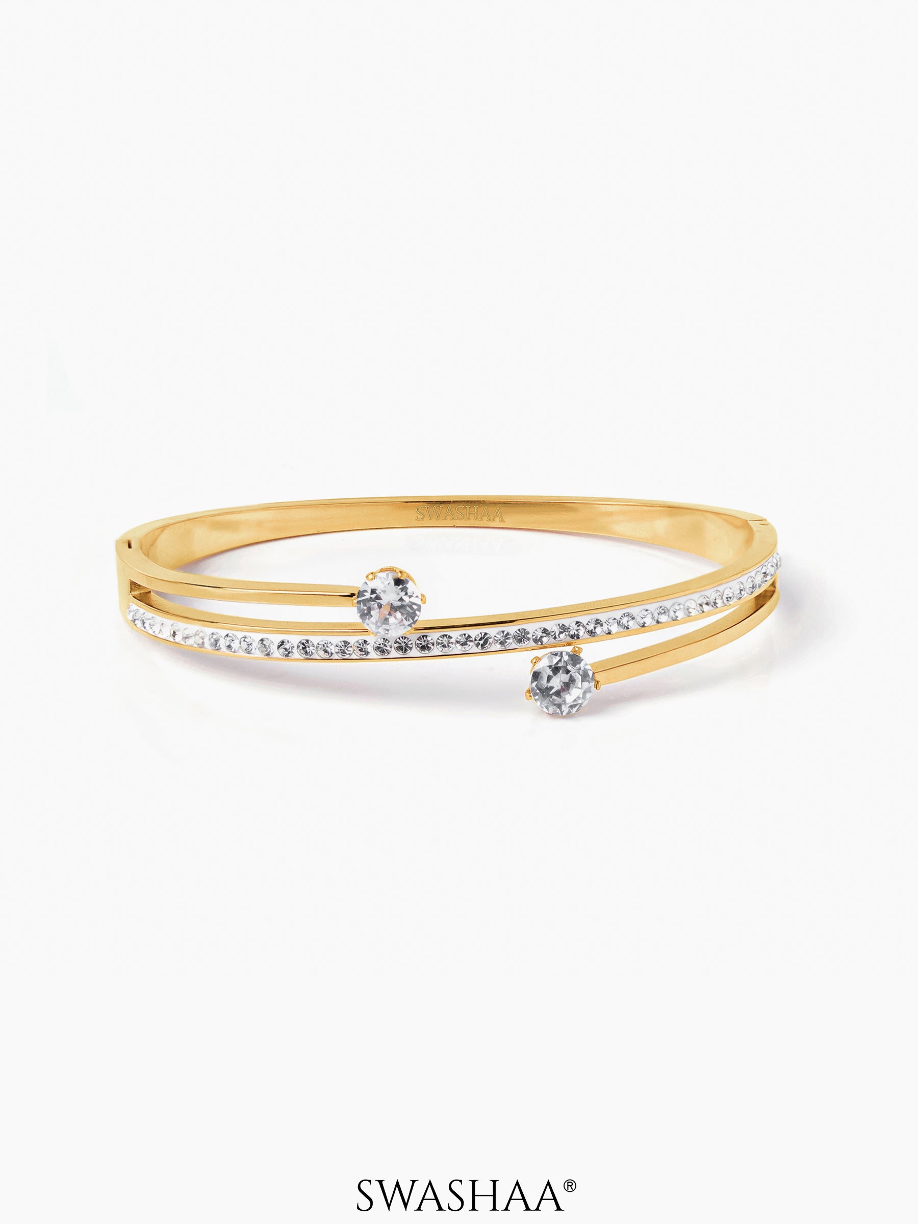 Marka Diamond Solitaire 18K Gold Plated Bracelet