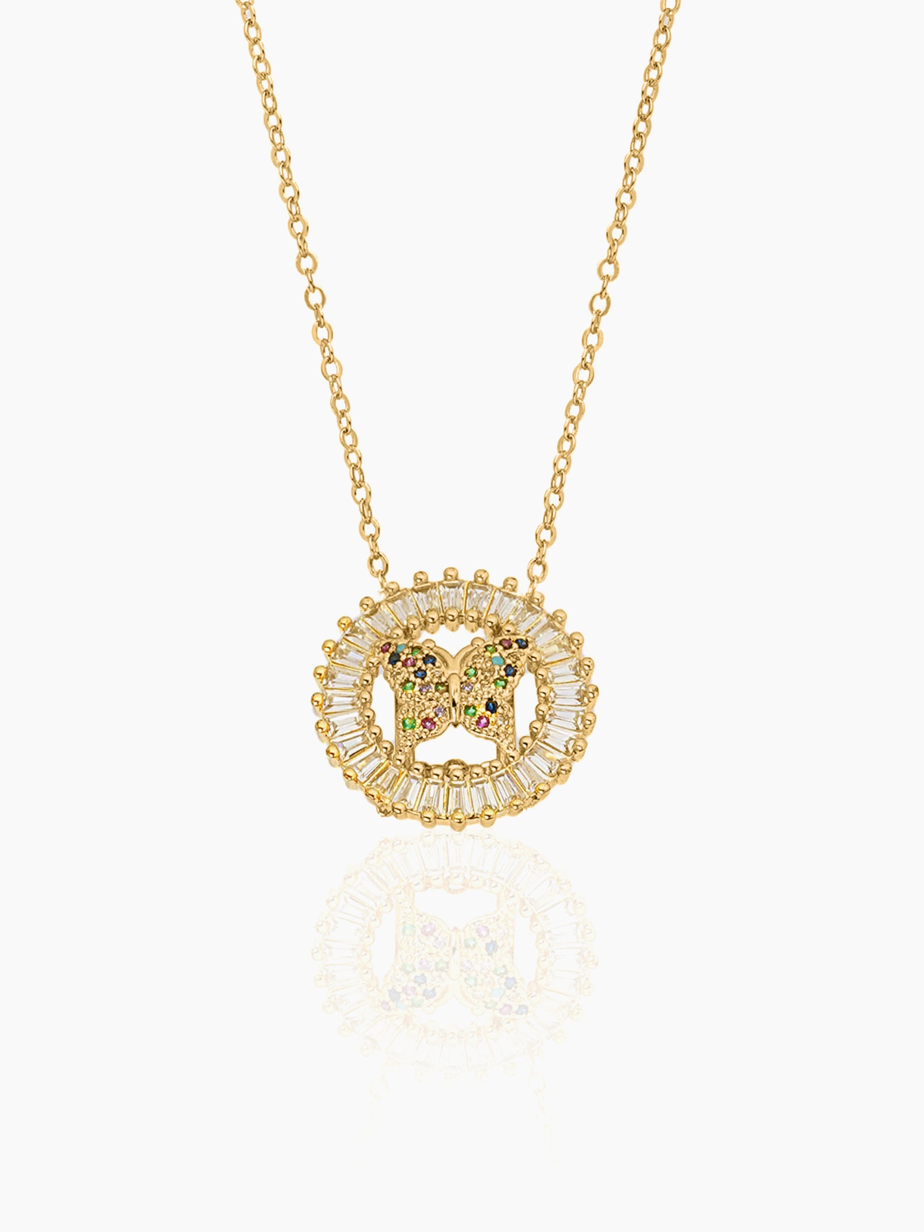 Marquise Butterfly Charm 18K Gold Plated Chain Pendant Necklace