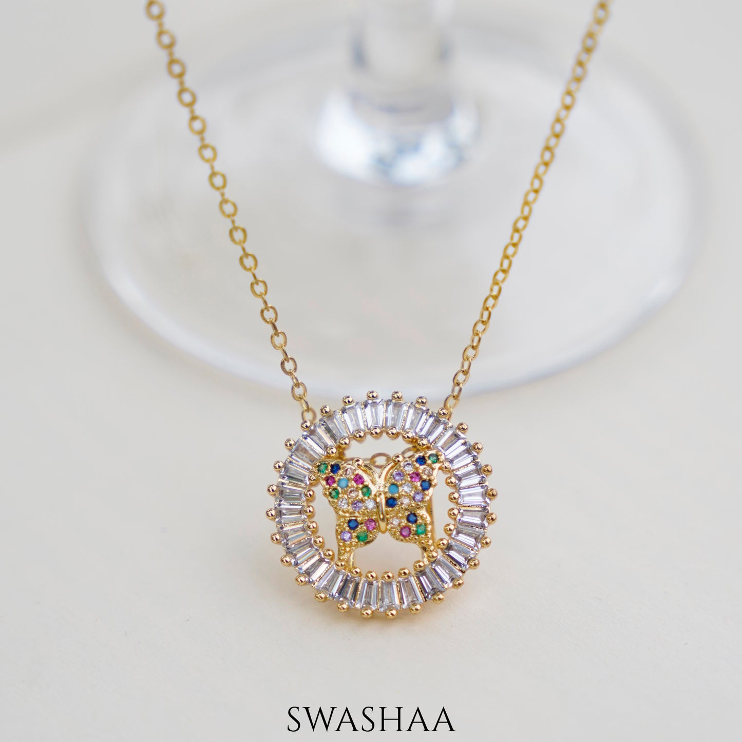 Marquise Butterfly 18K Gold Plated Necklace