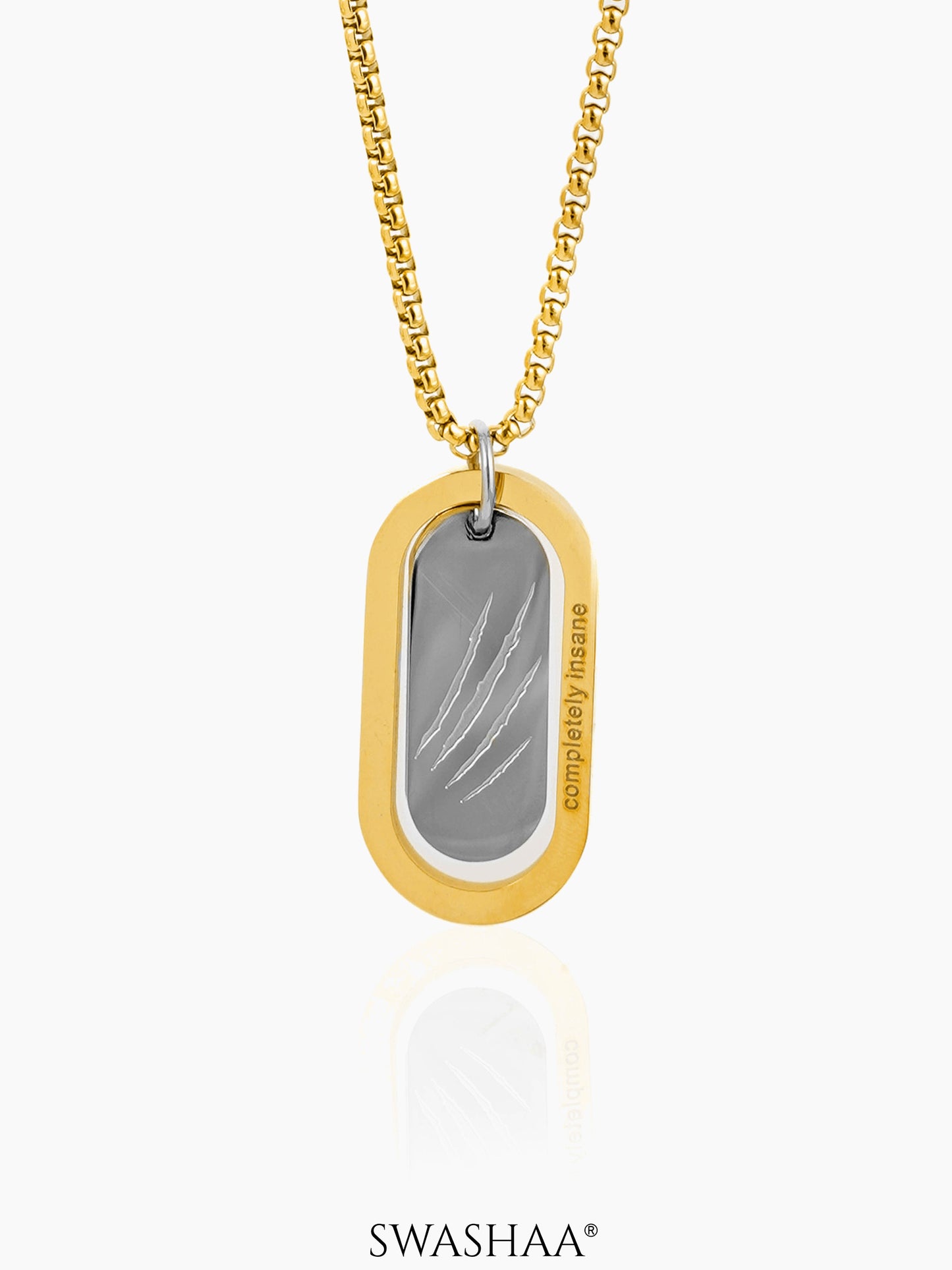 Matej Dog Tag Claw Mark 18K Gold Plated Men's Chain Pendant