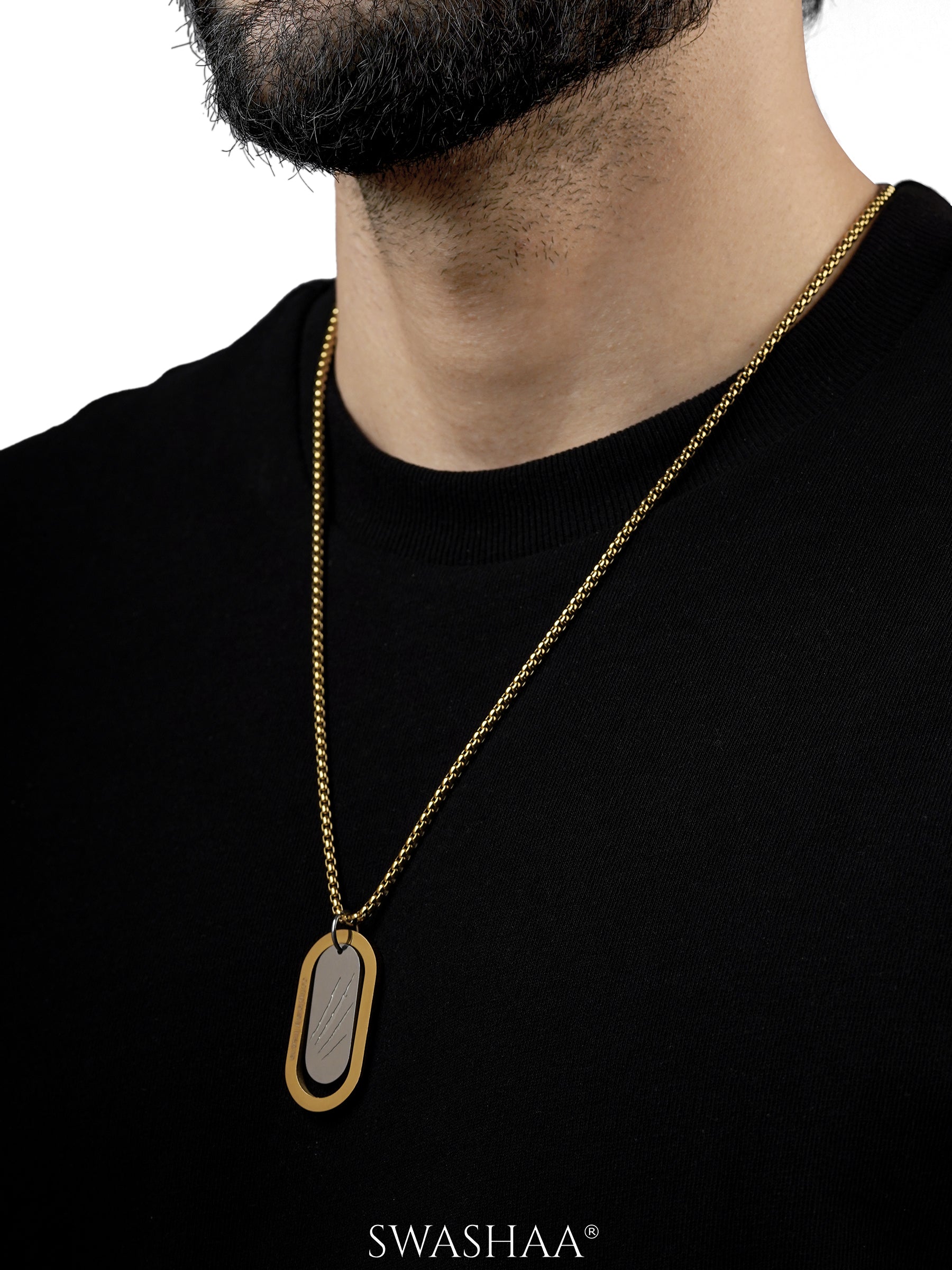 Matej Dog Tag Claw Mark 18K Gold Plated Men's Chain Pendant