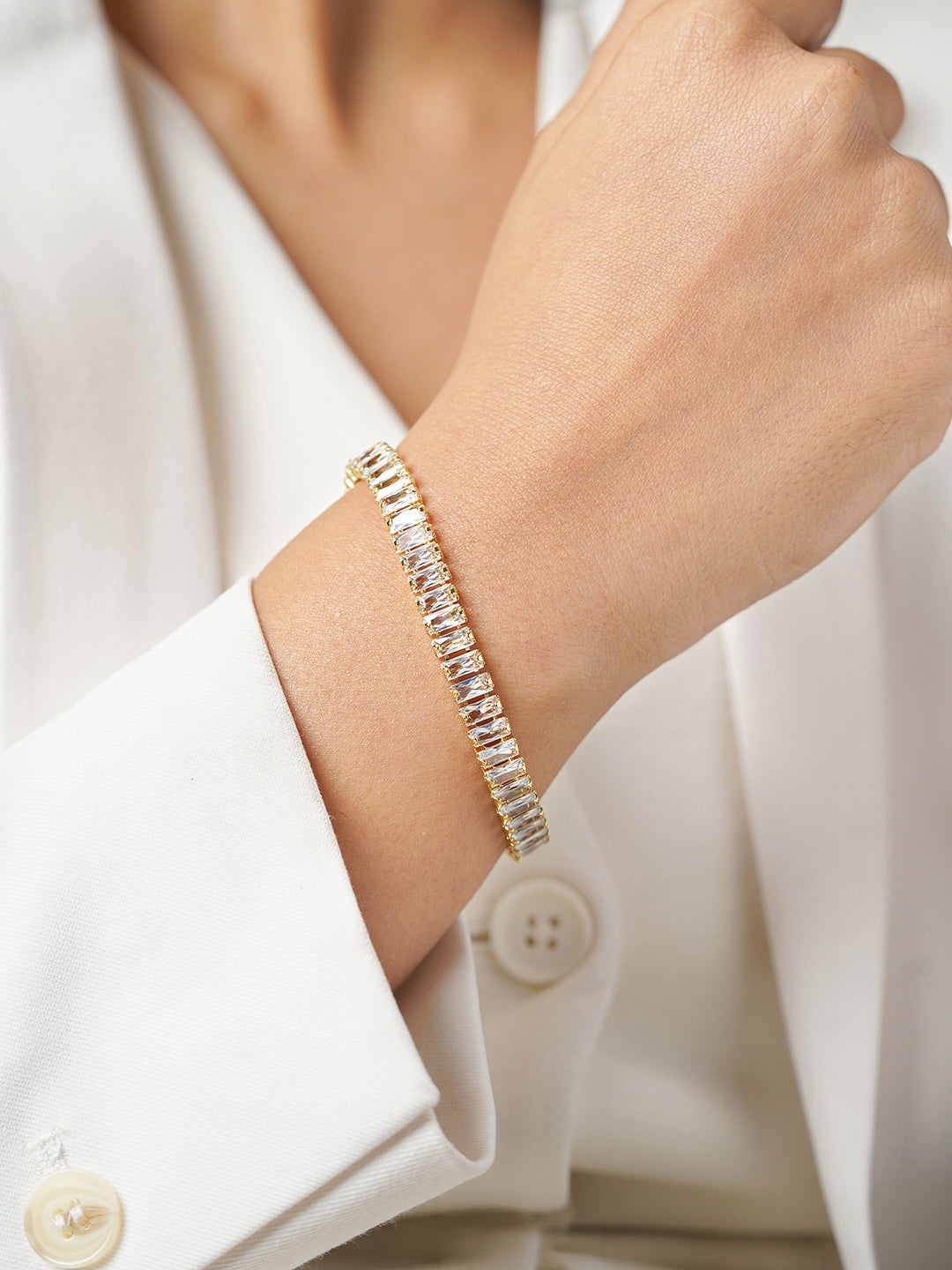 Meadow Baguette 18K Gold Plated Tennis Link Loose Bracelet