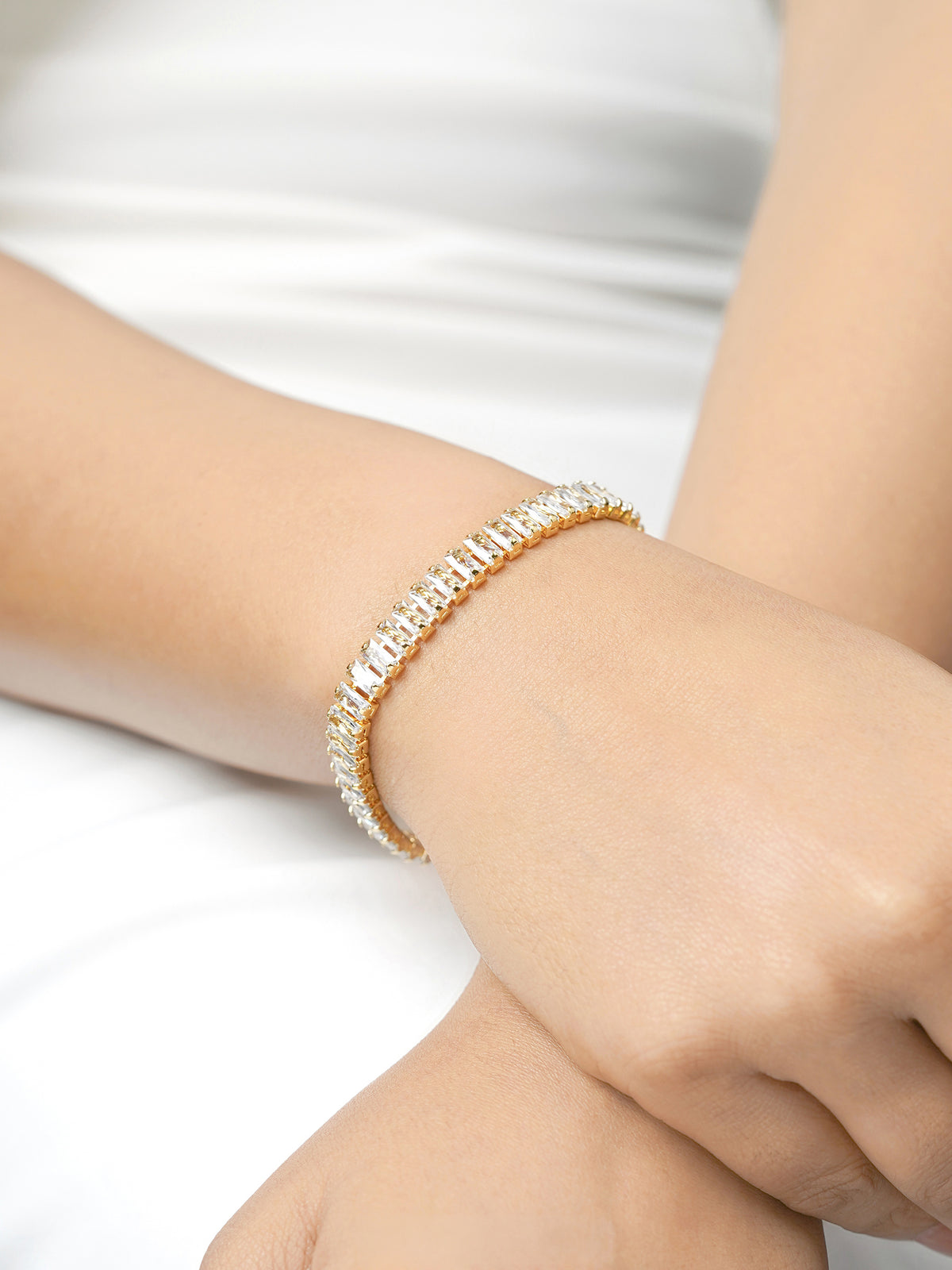 Meadow Baguette 18K Gold Plated Tennis Link Loose Bracelet