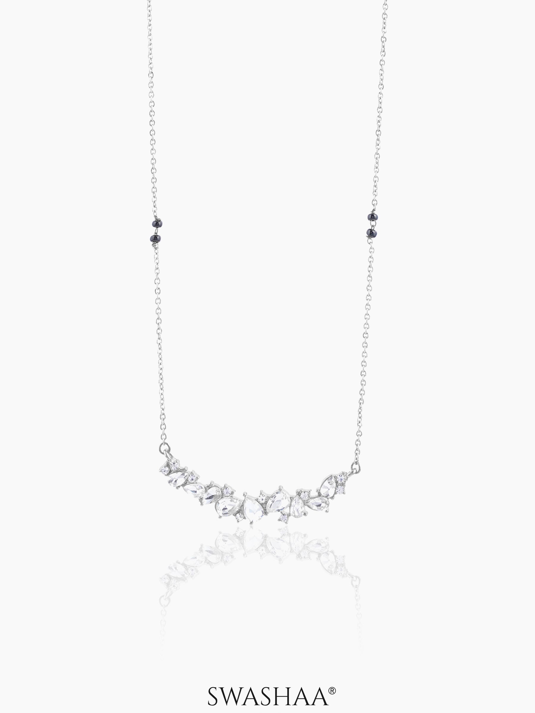 Meera Shimmering Diamond Crystals Silver Mangalsutra