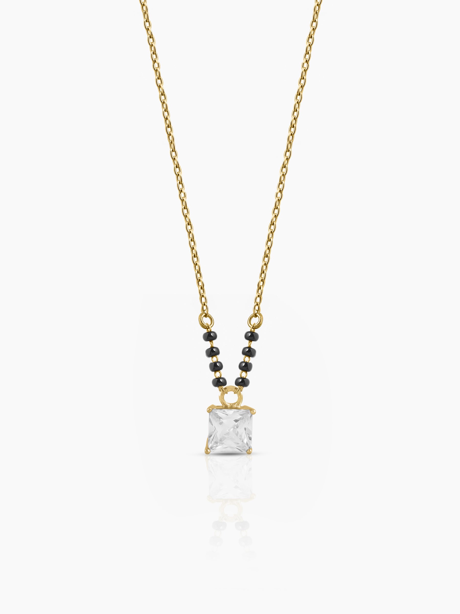 Mehali Princess Square Diamond Solitaire 18K Gold Plated Mangalsutra
