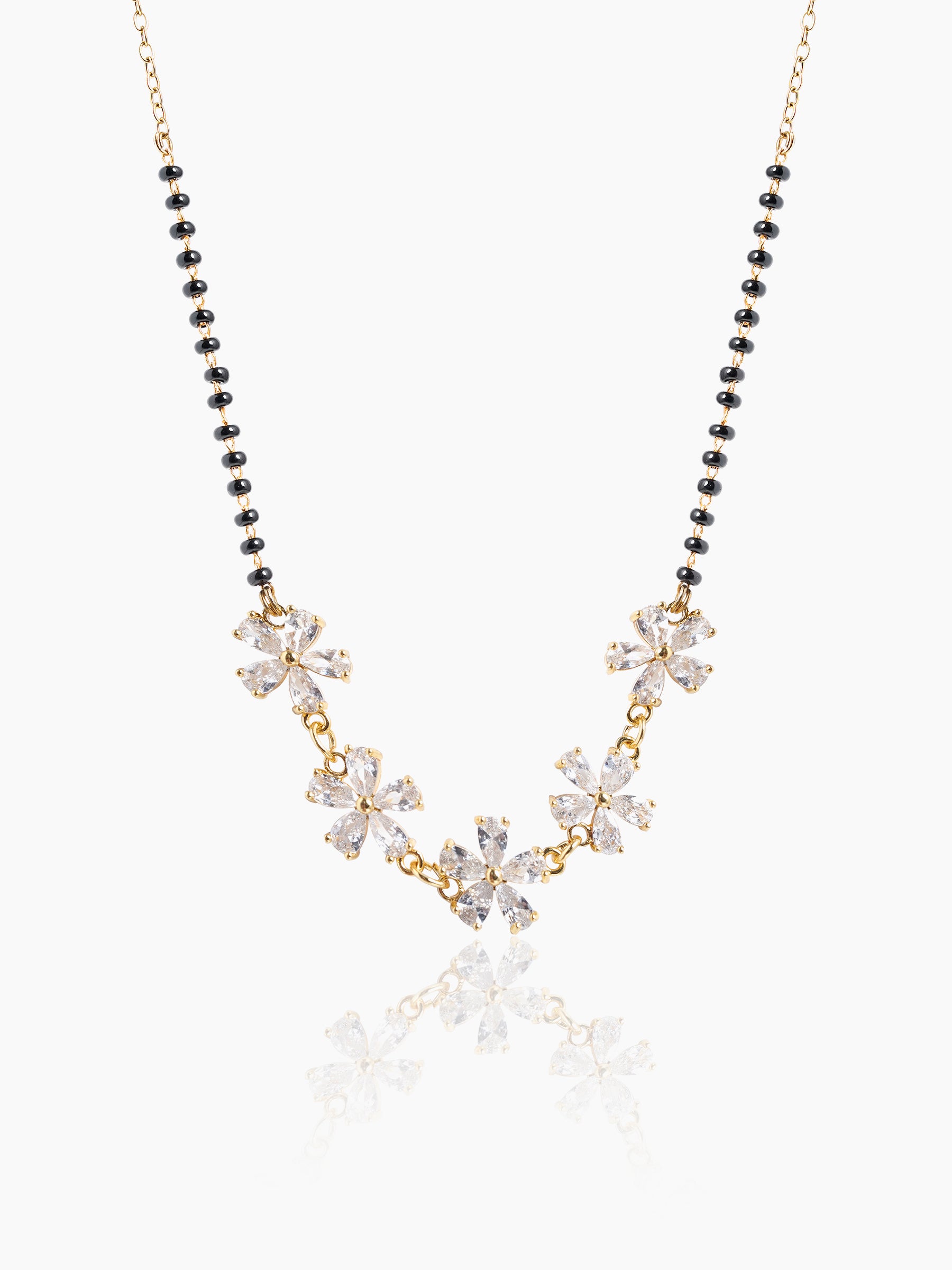 Meher Floral Clusters Diamond 18K Gold Plated Mangalsutra