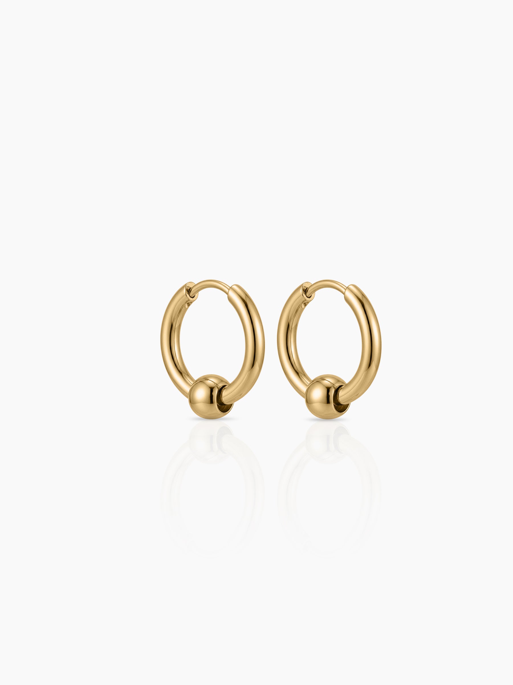 Melina Orb Bead 18K Gold Plated Women's Hoop Earrings