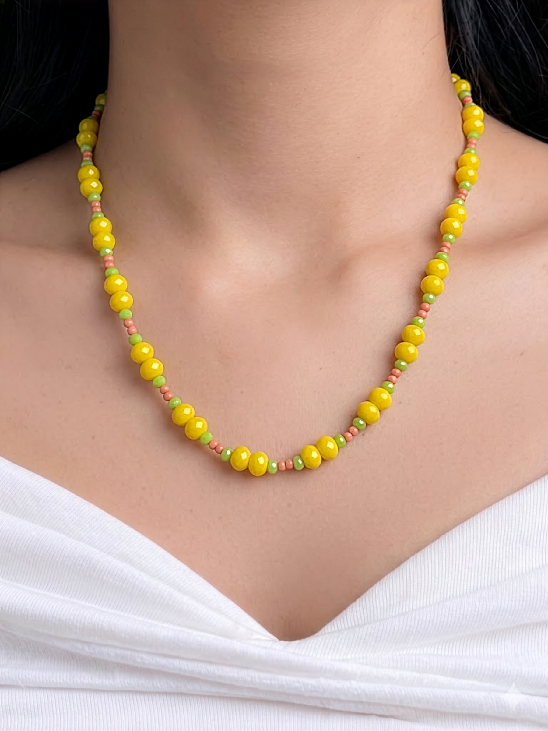 Melon Yellow Women’s Beaded Necklace