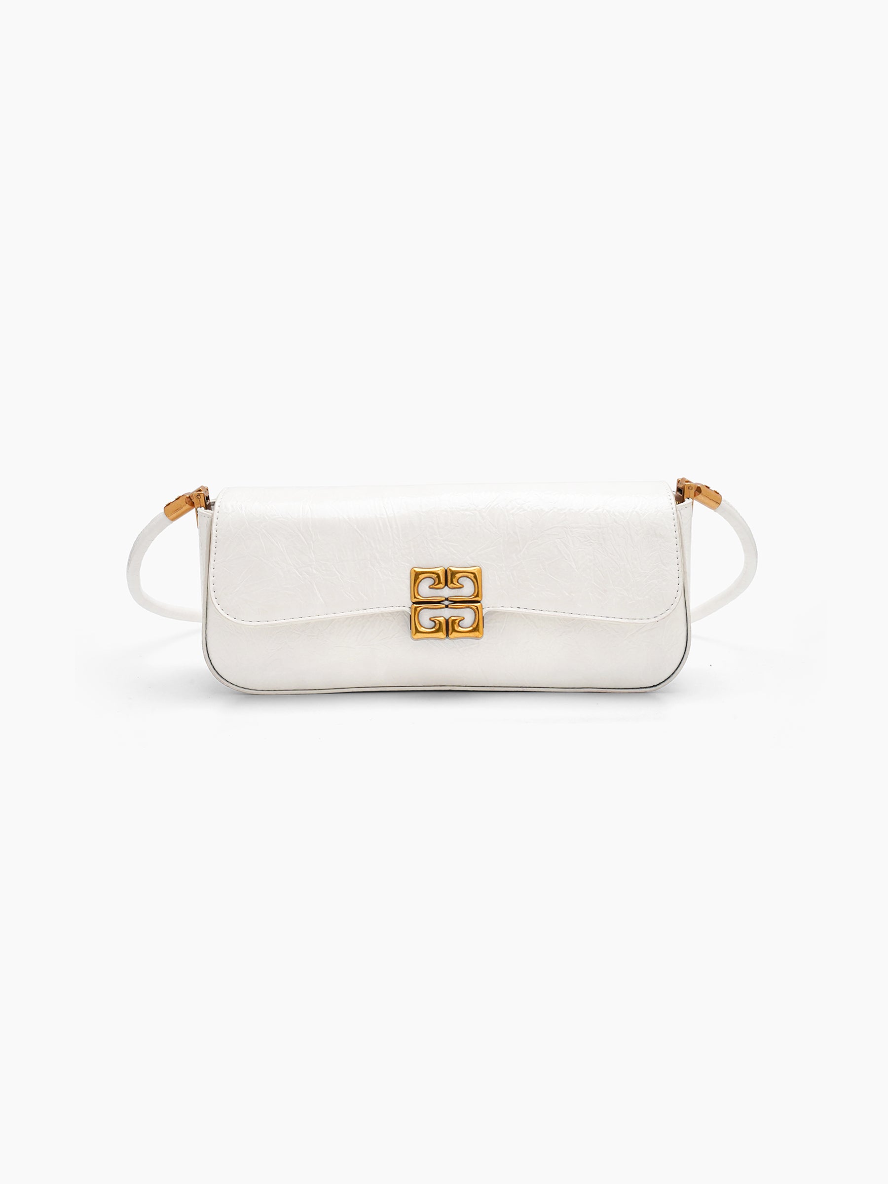 Melvora White Leather Gloss Bag - Swashaa