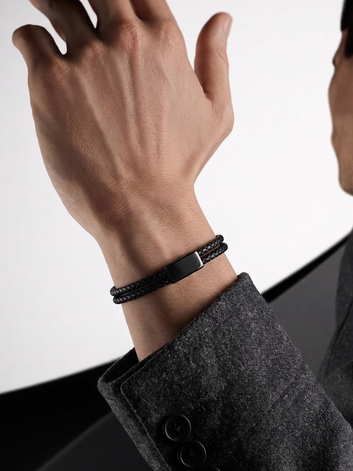 Merrick Black Men's leather Bracelet