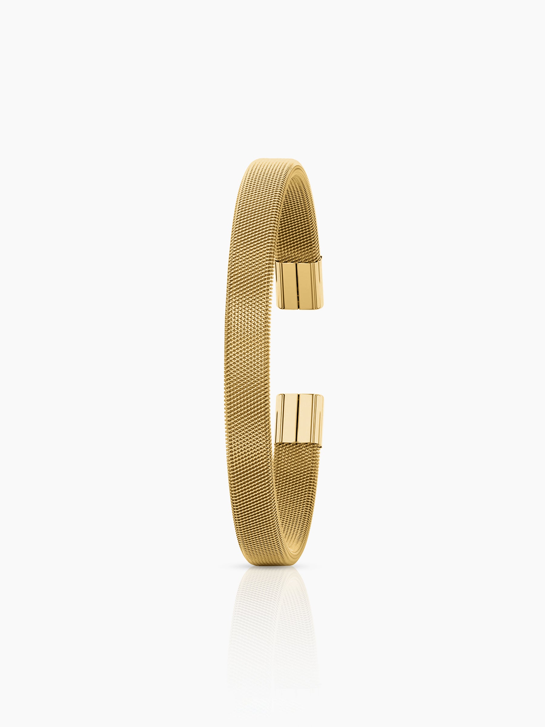 Mesh Fine Textured 18K Gold Plated Cuff Men's Bracelet