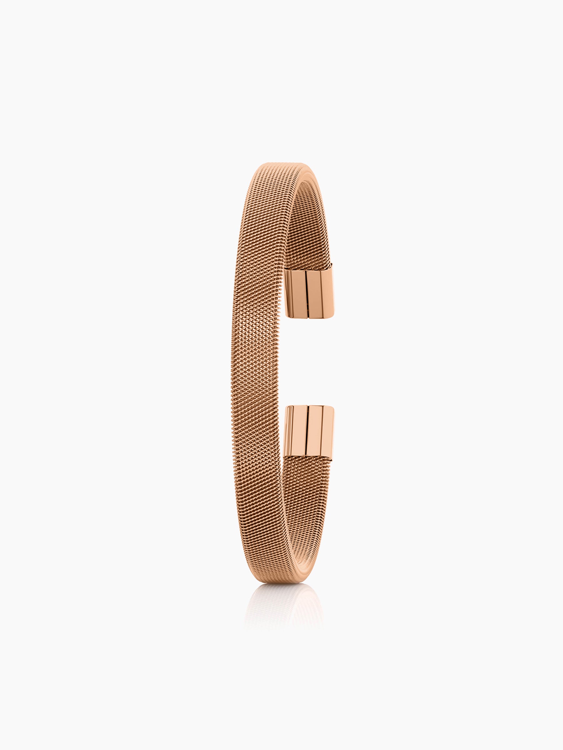 Mesh Fine Textured Rosegold Plated Cuff Men's Bracelet